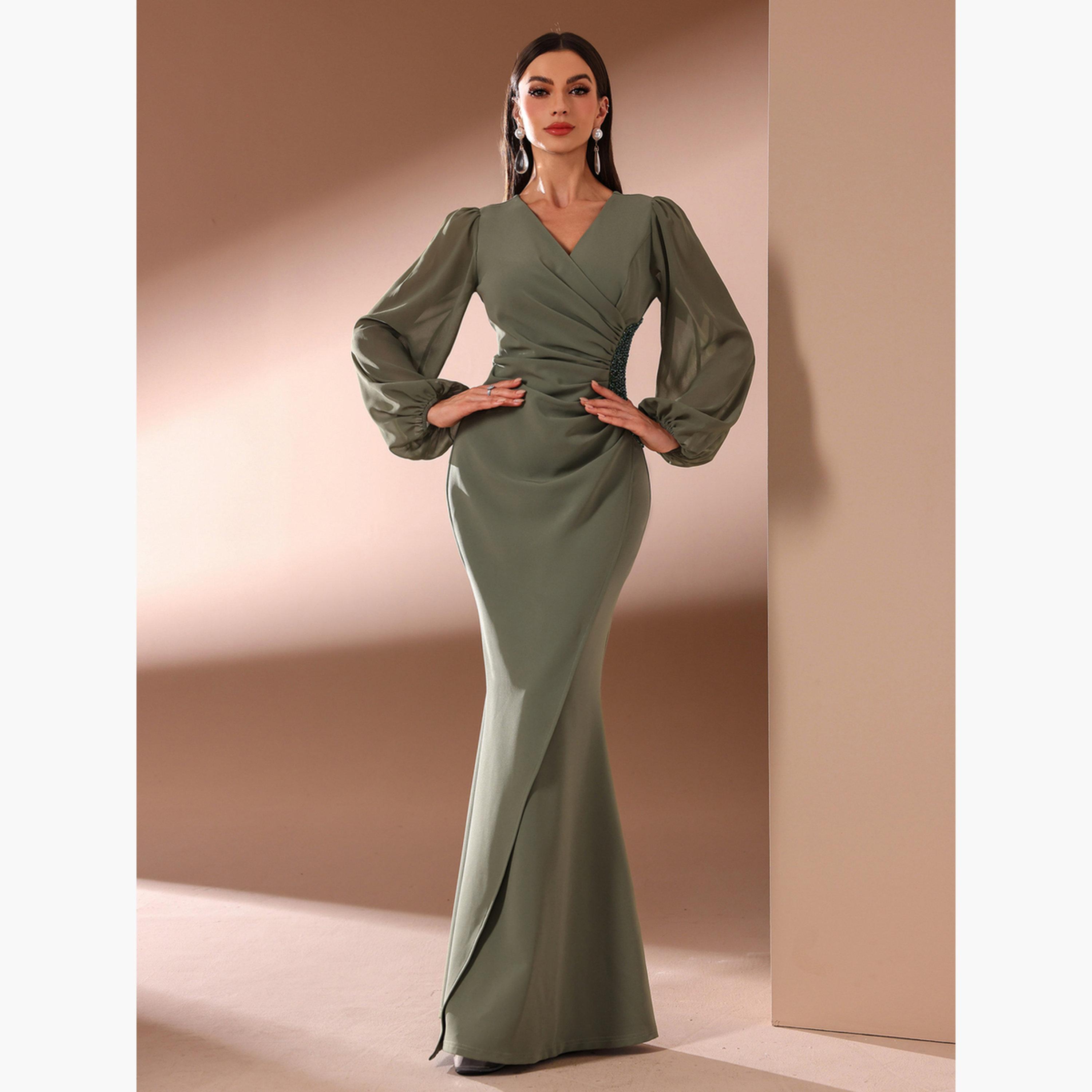 Take Two Women Ruched Embellished Mermaid Hem Maxi Dress-women-clothing-dresses-image-3