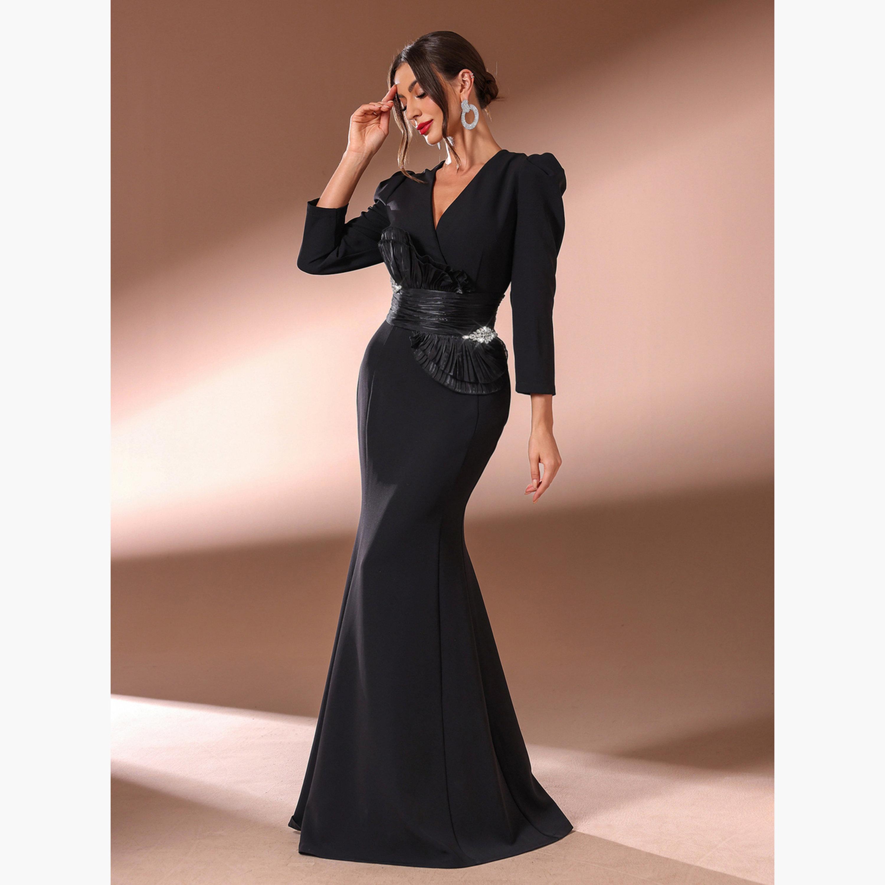 Take Two Women Black Embellished Mermaid Hem Maxi Dress-women-clothing-dresses-image-5