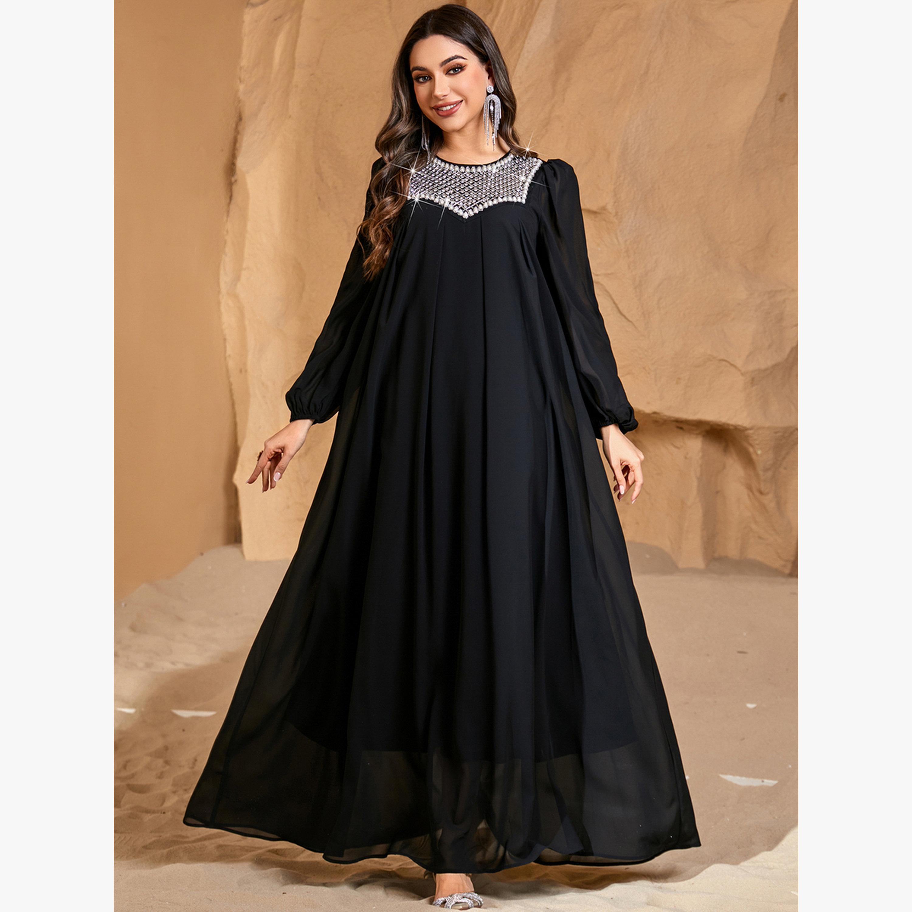 Take Two Black Embellished Balloon Sleeve Maxi Dress-women-clothing-dresses-image-1
