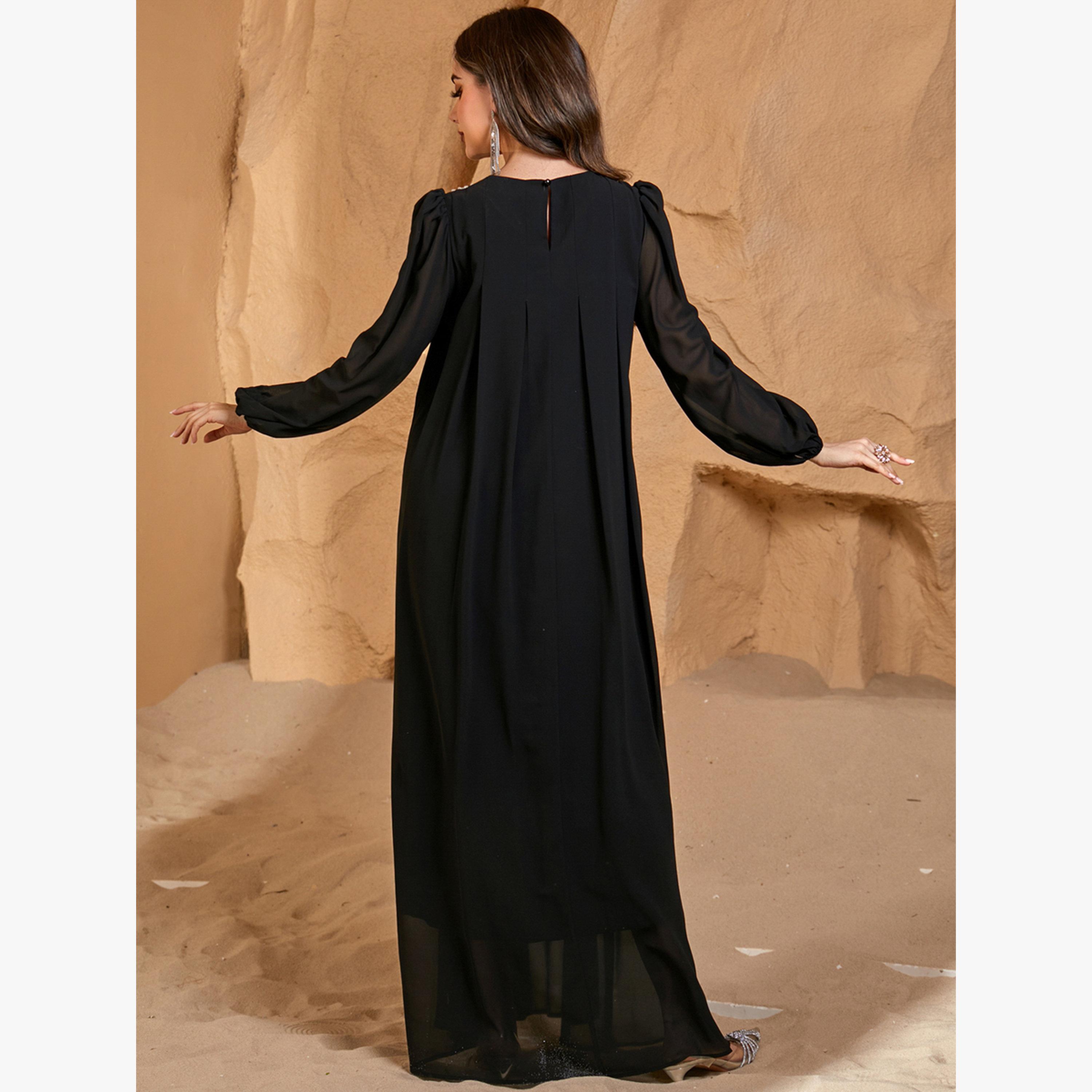 Take Two Black Embellished Balloon Sleeve Maxi Dress-women-clothing-dresses-image-2
