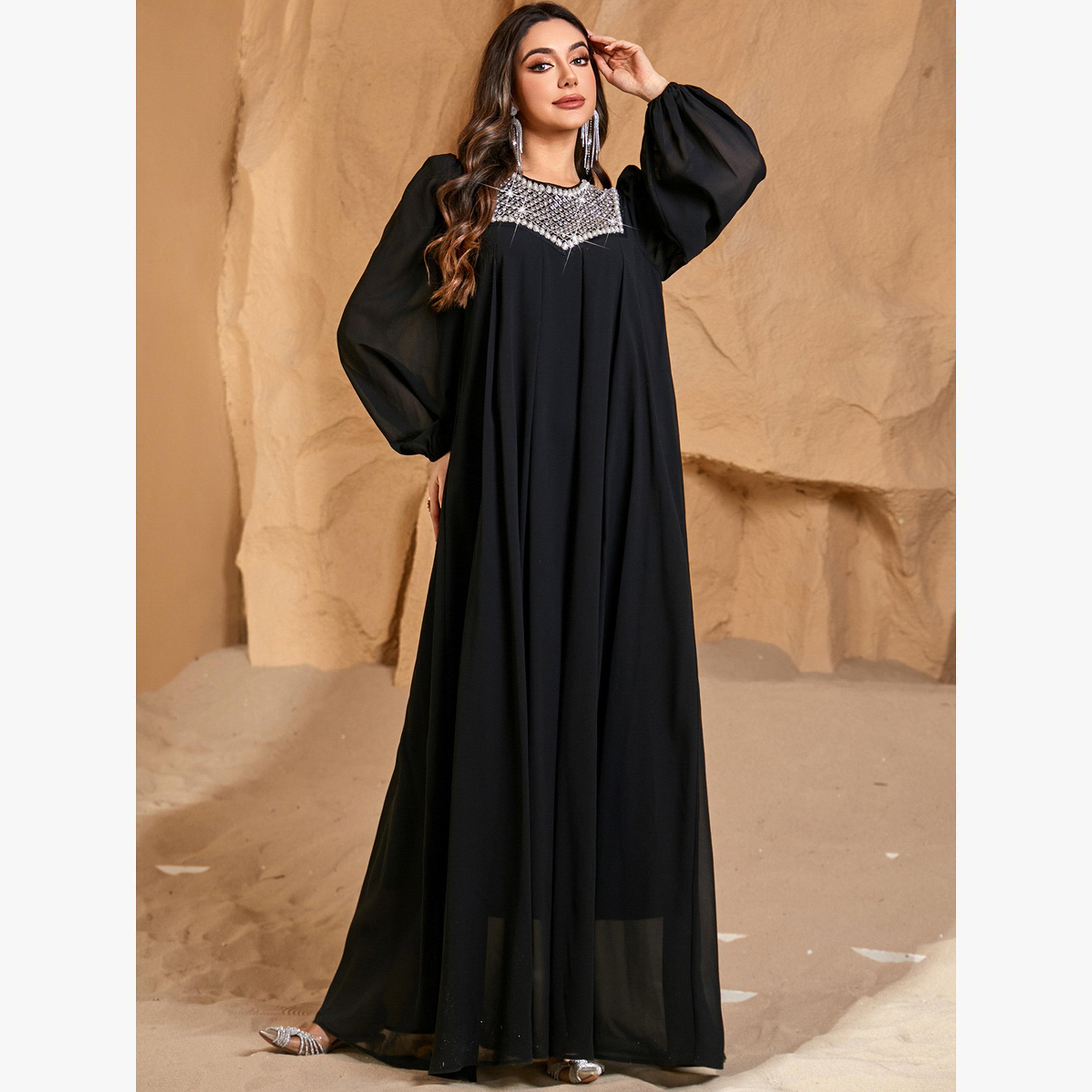 فستان طويل بأكمام بالون ومزين-women-clothing-dresses-image-3