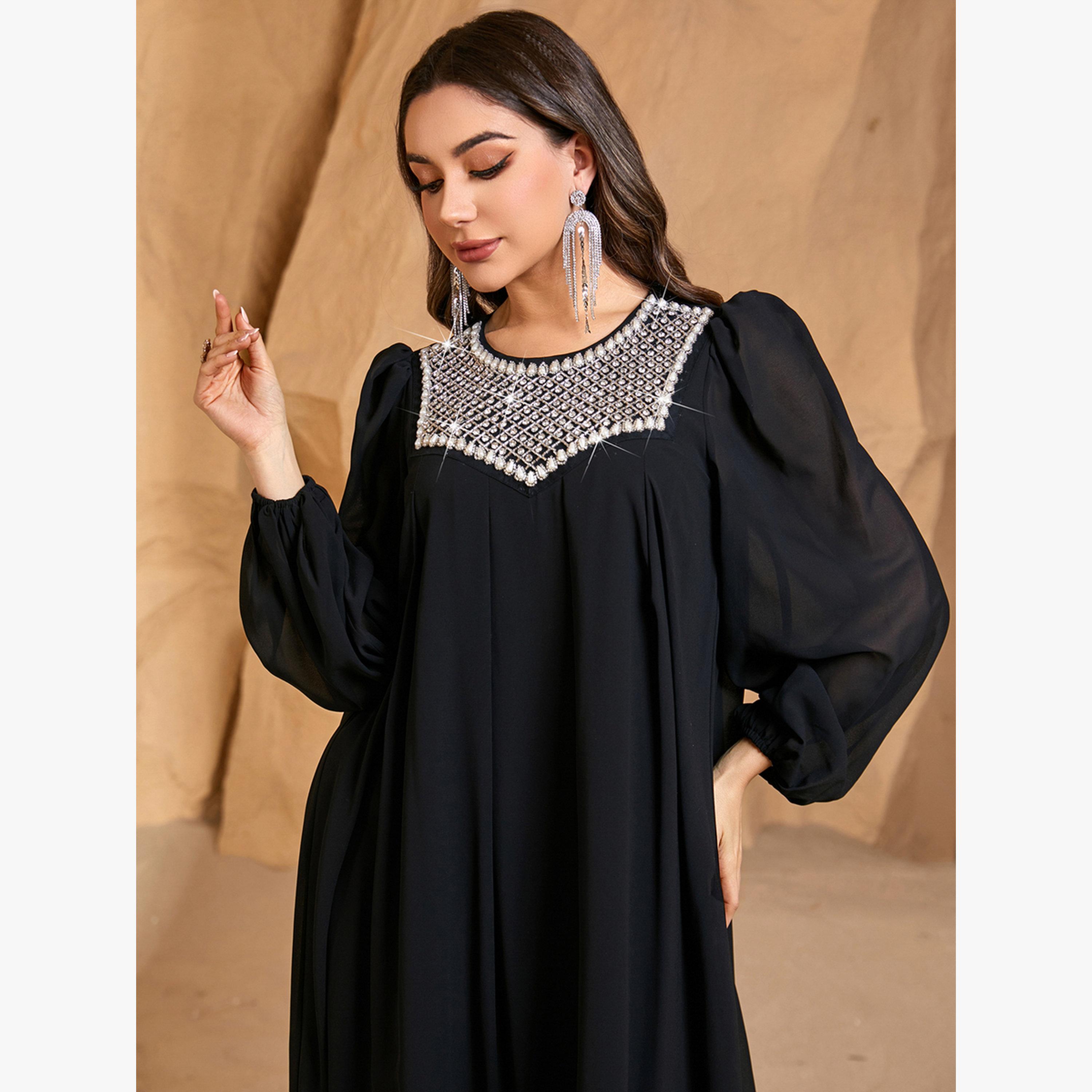 Take Two Black Embellished Balloon Sleeve Maxi Dress-women-clothing-dresses-image-4