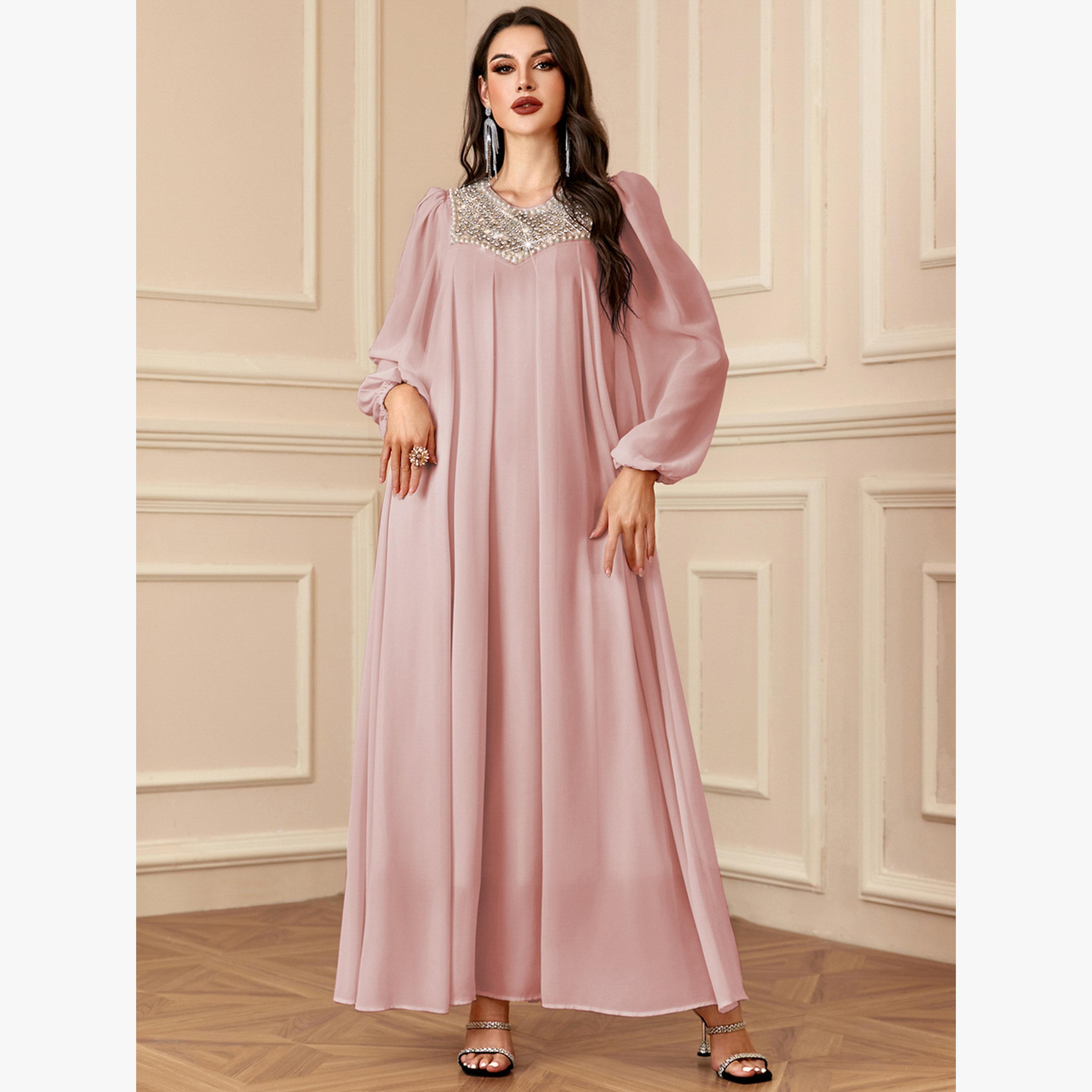 فستان طويل بأكمام بالون ومزين-women-clothing-dresses-image-4
