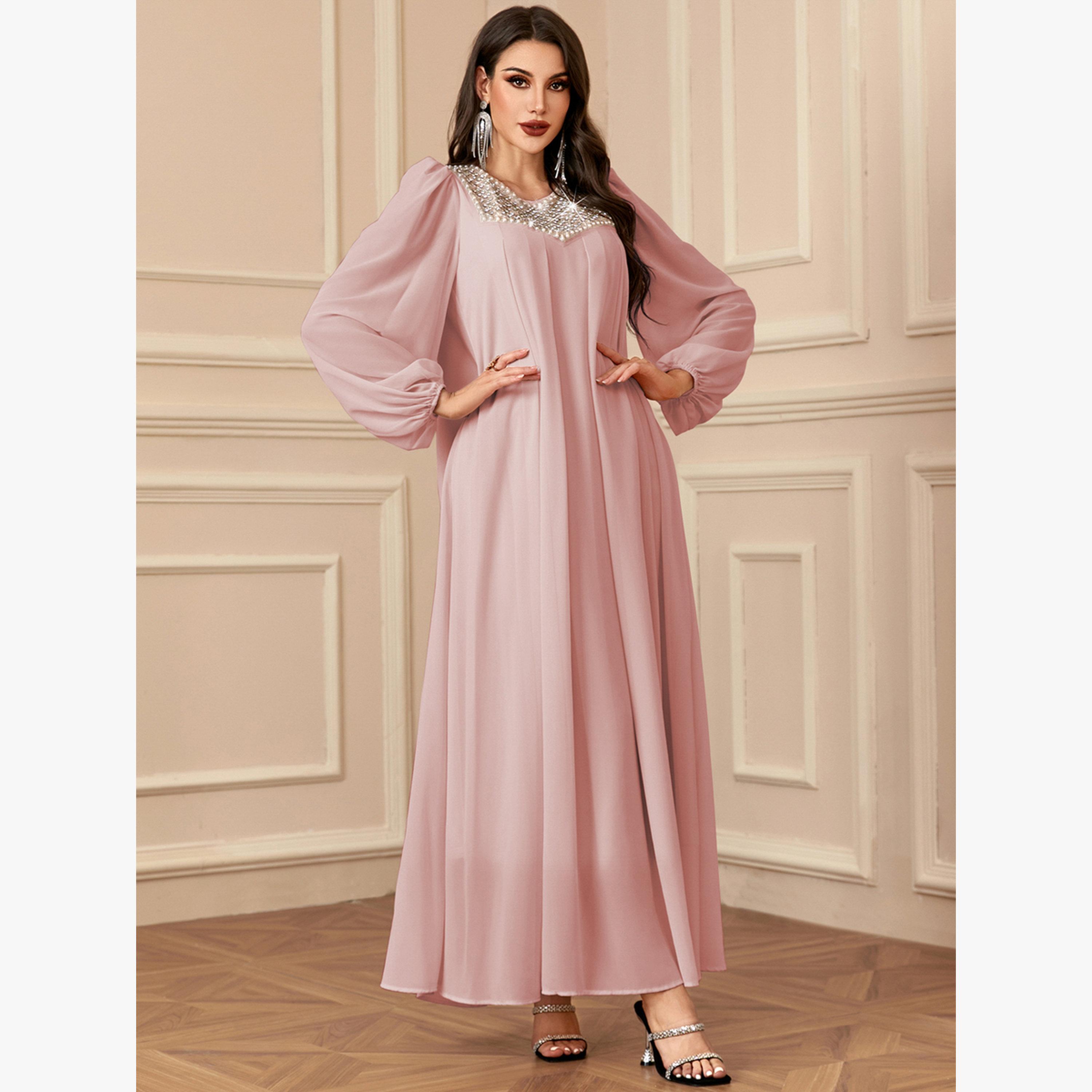 فستان طويل بأكمام بالون ومزين-women-clothing-dresses-image-5