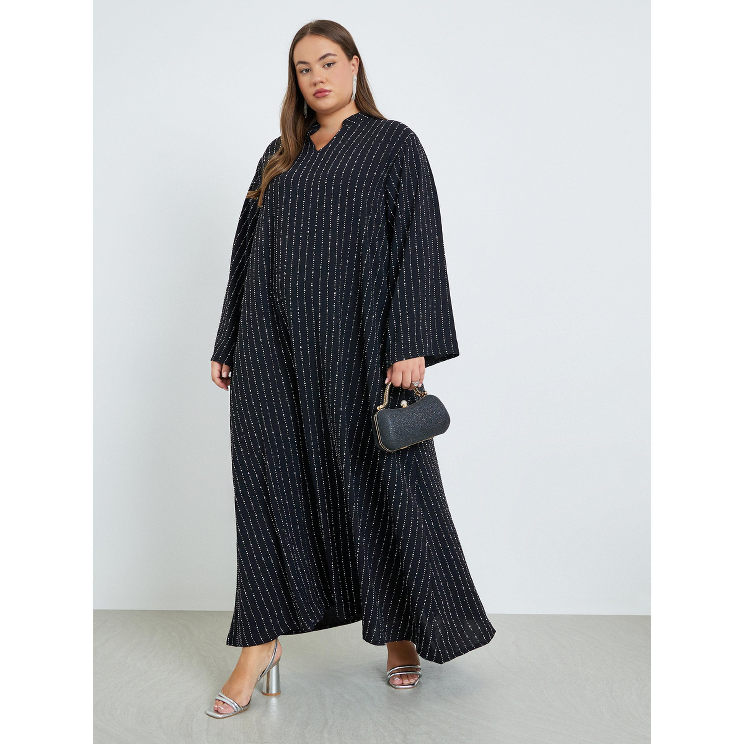 Styli Plus Size Embellished Collared Jalabiya-women-arabicclothing-jalabiyas-image-1