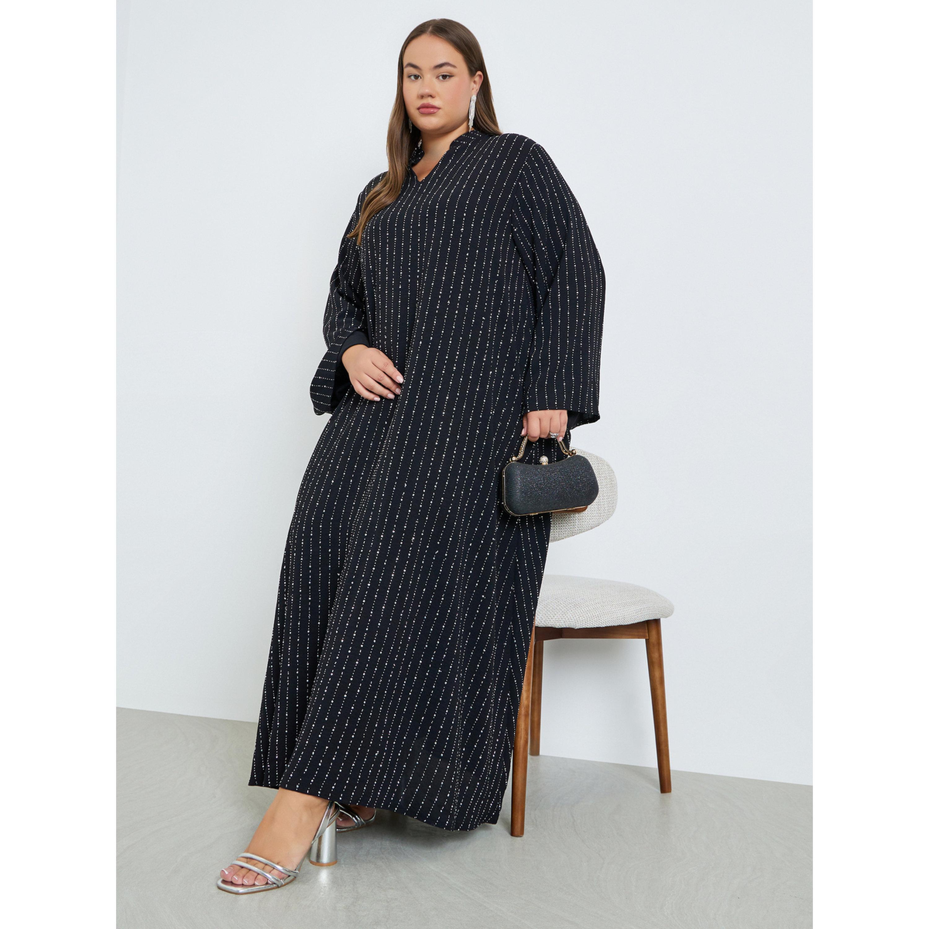 Styli Plus Size Embellished Collared Jalabiya-women-arabicclothing-jalabiyas-image-2