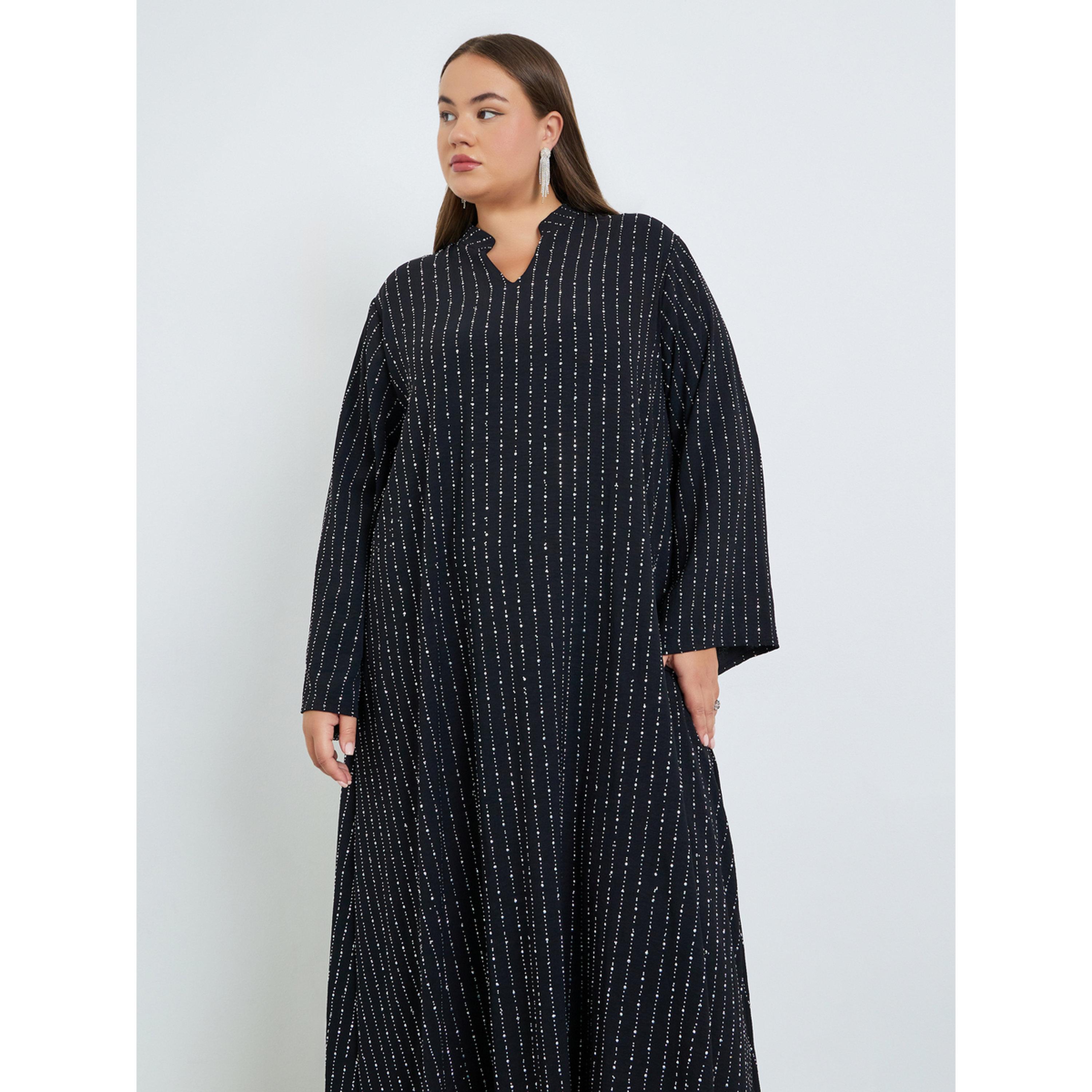Styli Plus Size Embellished Collared Jalabiya-women-arabicclothing-jalabiyas-image-3