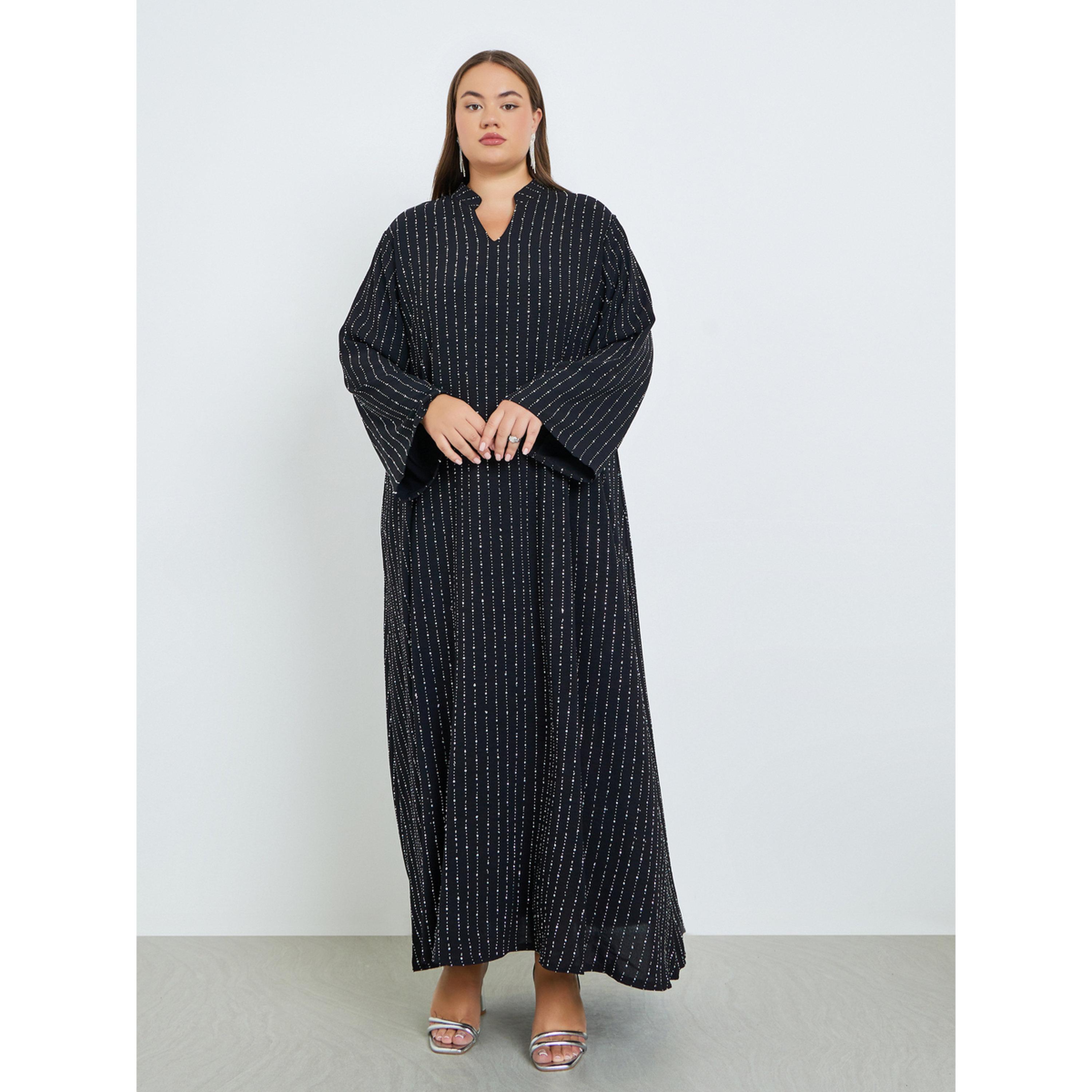 Styli Plus Size Embellished Collared Jalabiya-women-arabicclothing-jalabiyas-image-4