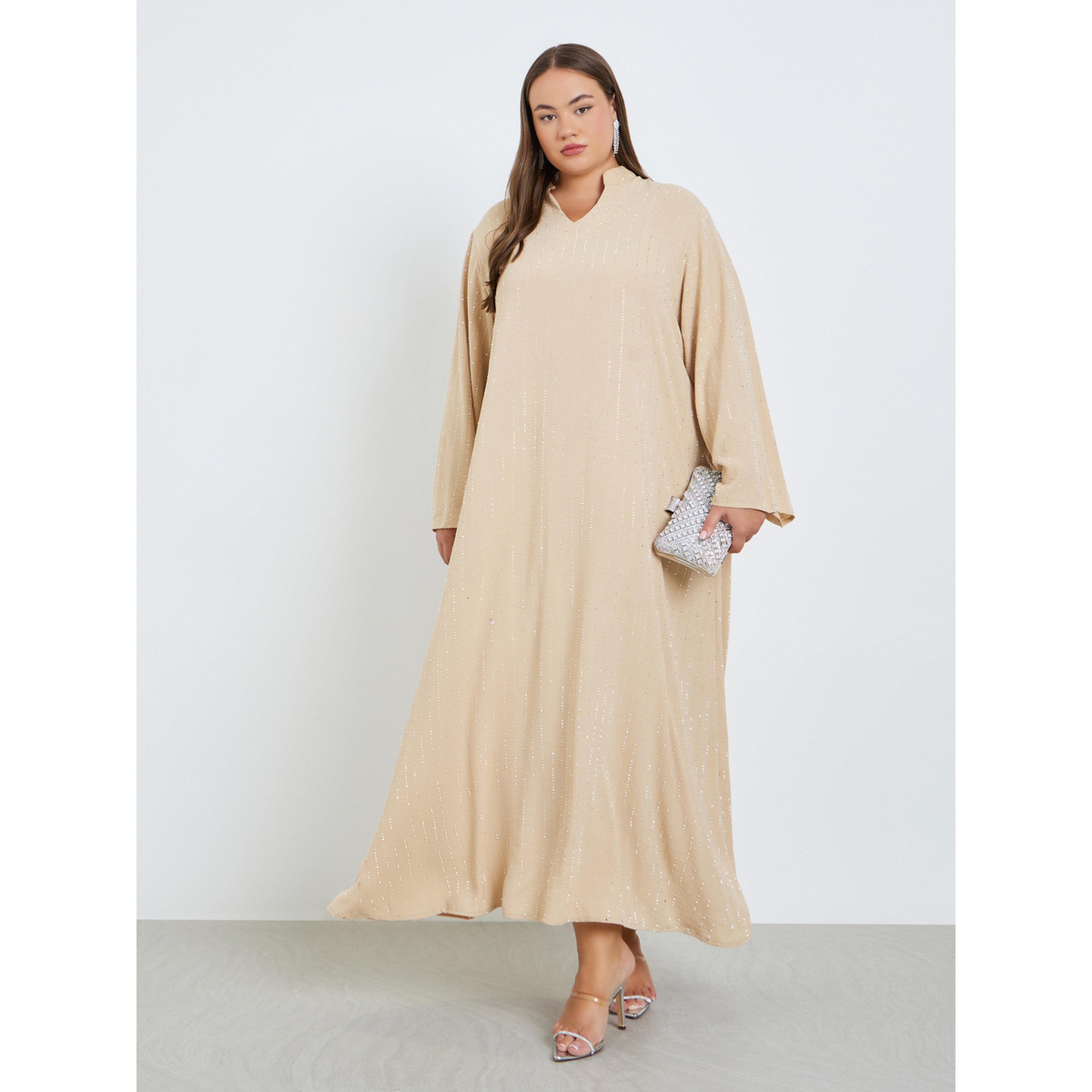 Styli Plus Size Embellished Collared Jalabiya-women-arabicclothing-jalabiyas-image-1