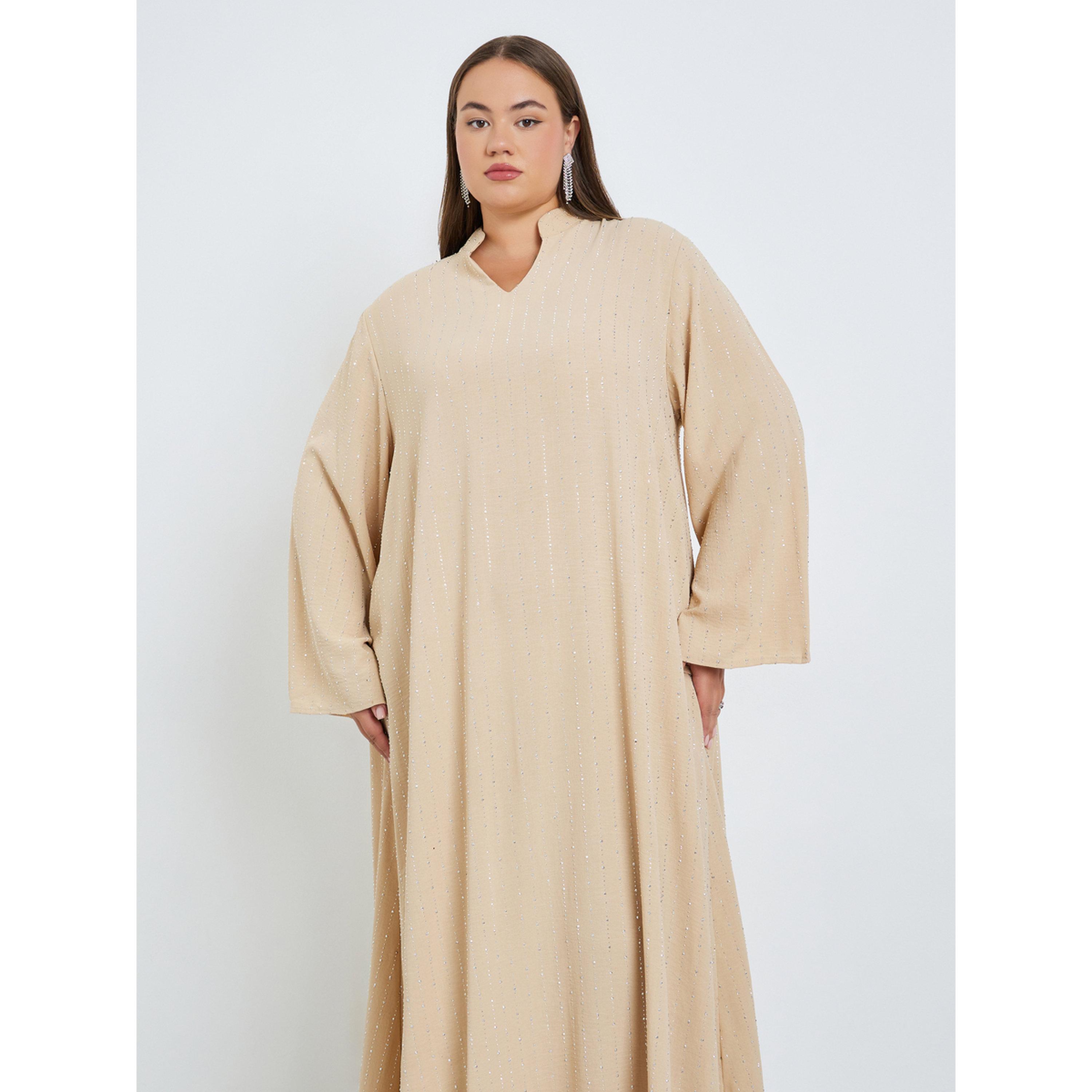 Styli Plus Size Embellished Collared Jalabiya-women-arabicclothing-jalabiyas-image-3