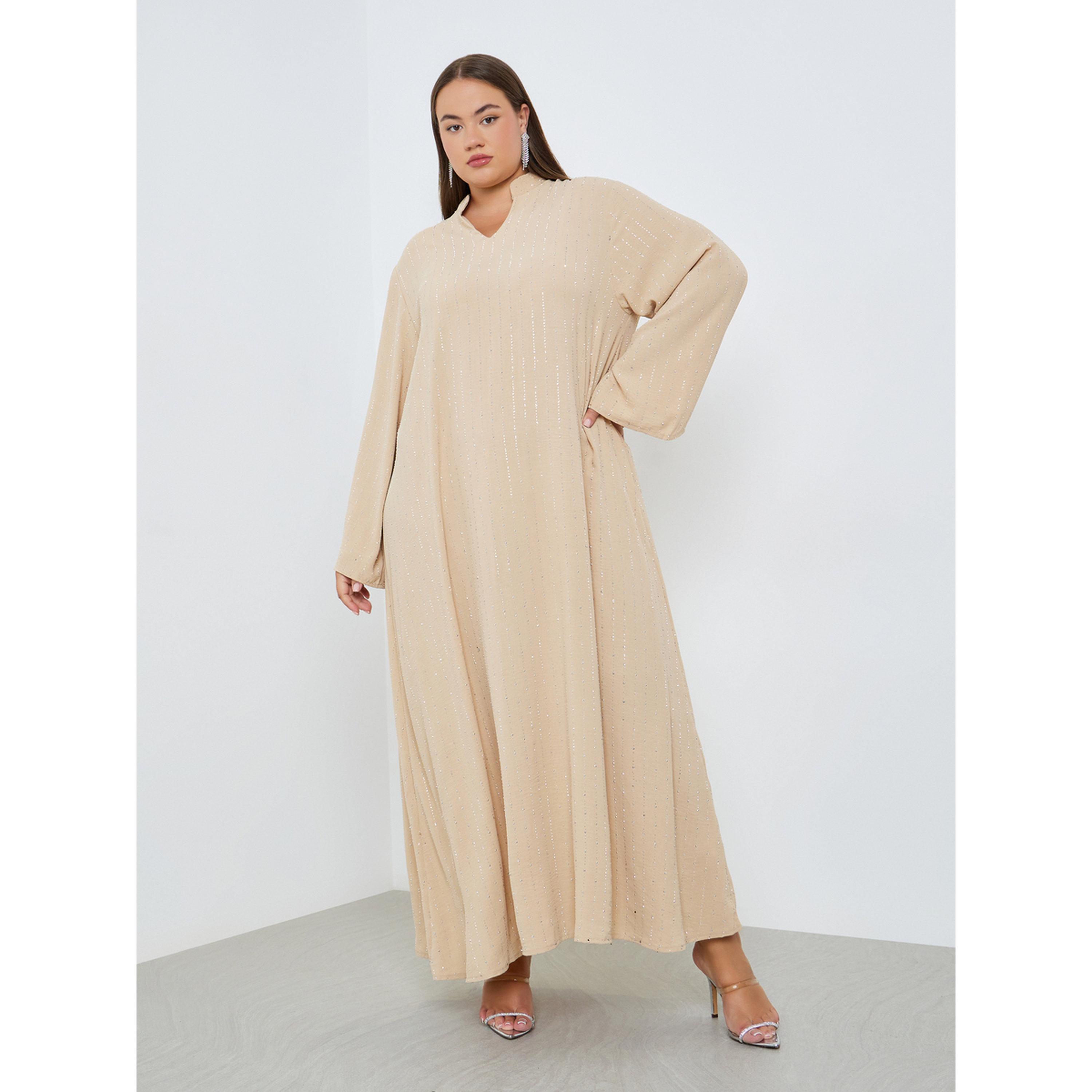 Styli Plus Size Embellished Collared Jalabiya-women-arabicclothing-jalabiyas-image-4