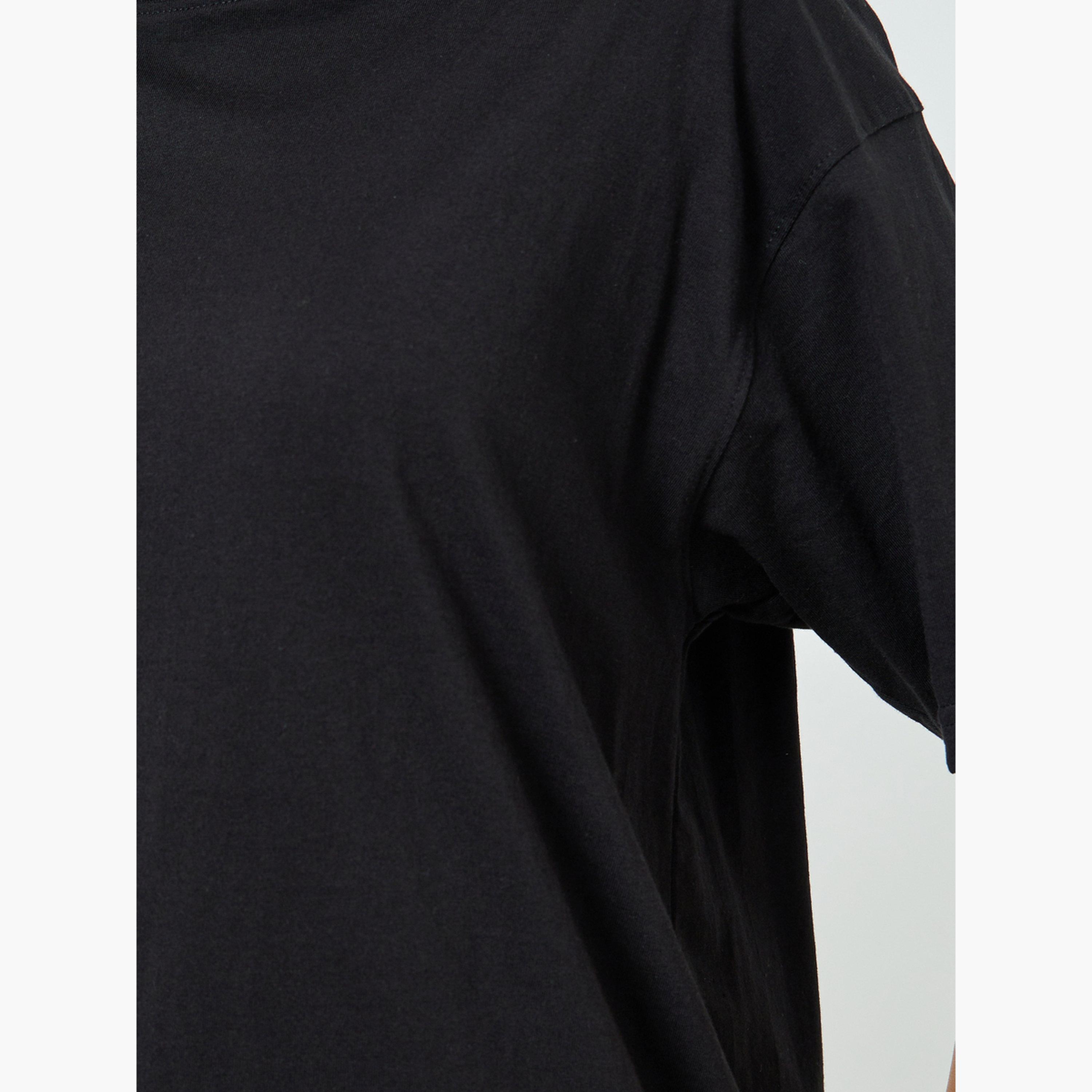 Styli Black Oversized Cotton T-Shirt-women-clothing-tshirts-image-3
