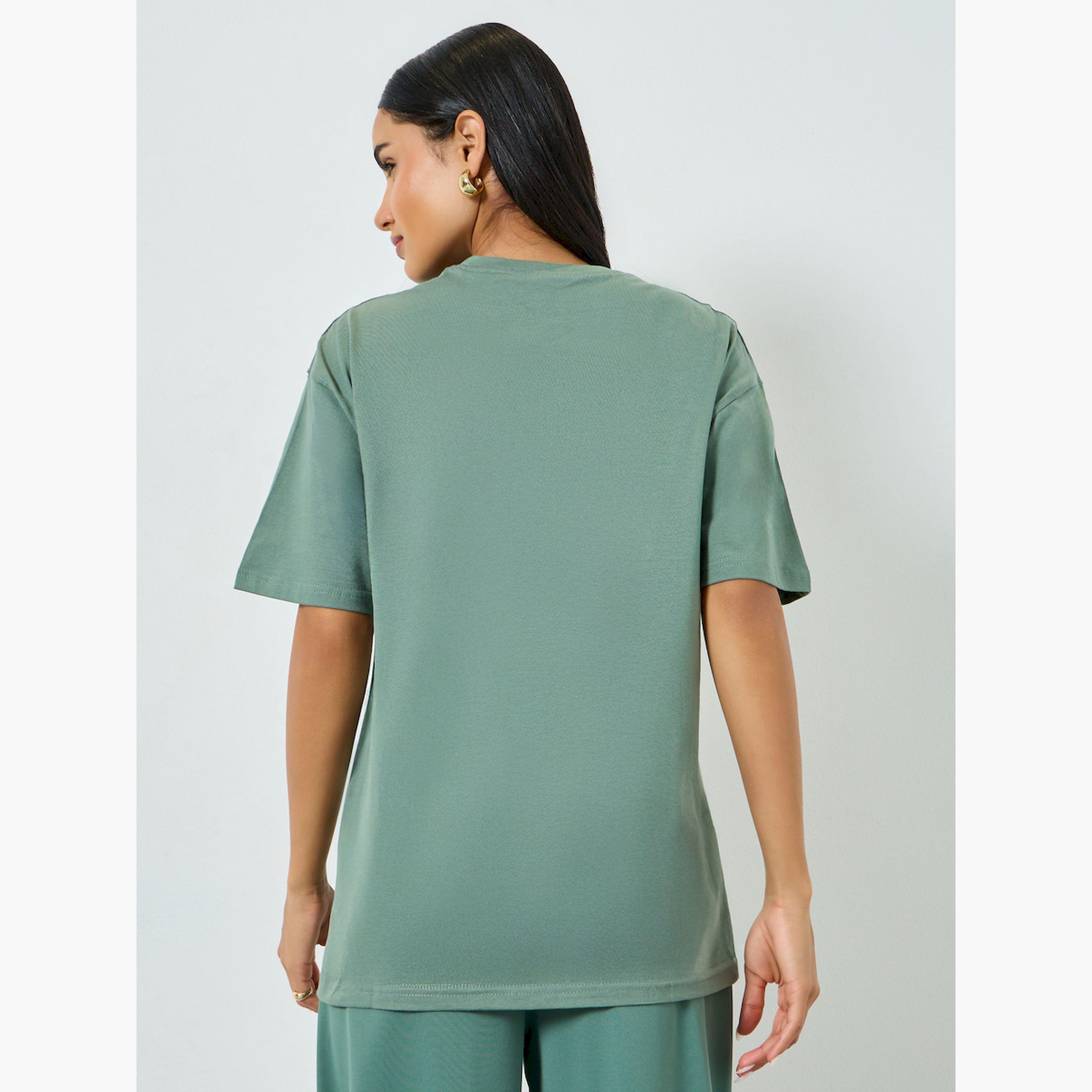 Styli Green Oversized Cotton T-Shirt-women-clothing-tshirts-image-4
