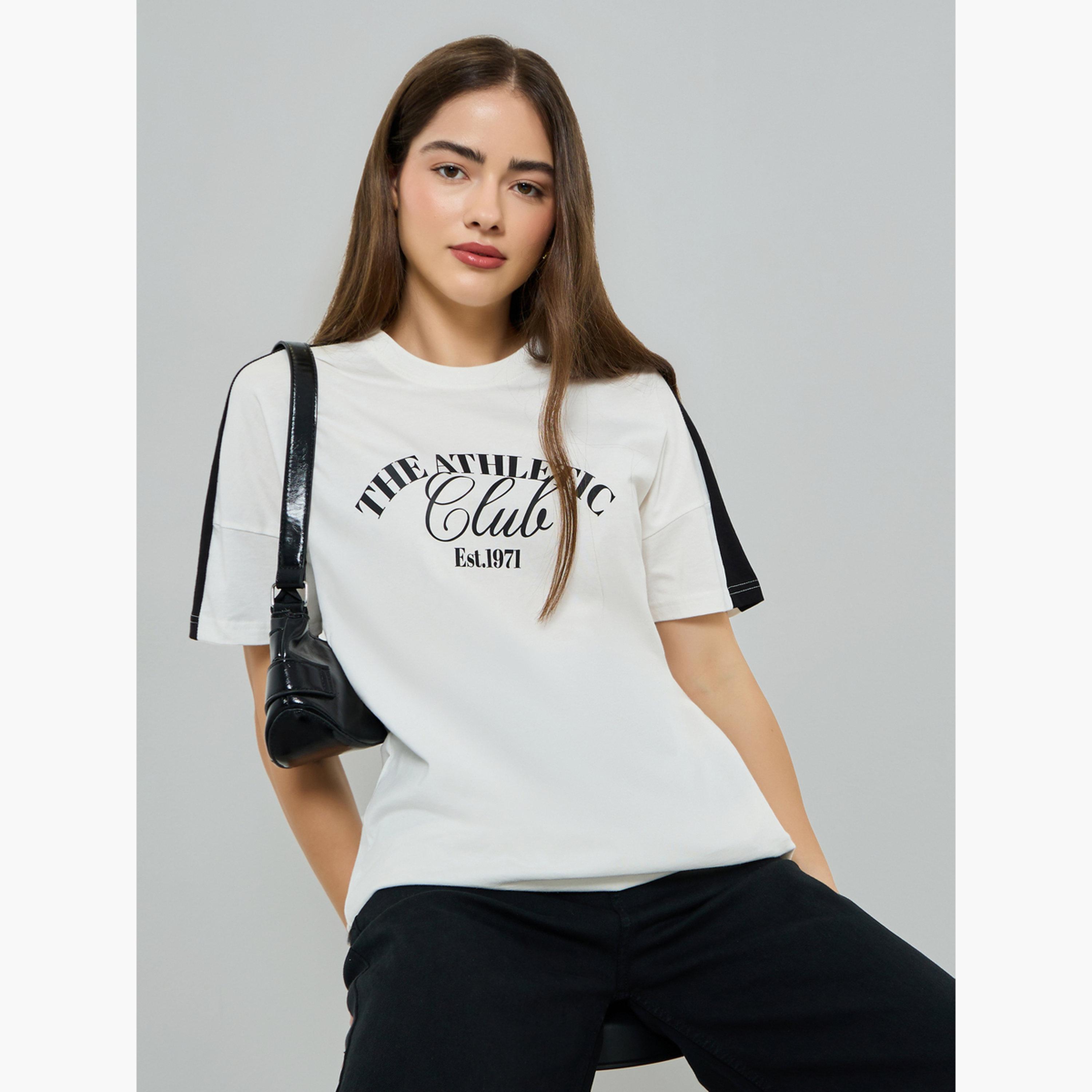 Styli Off White Slogan Oversized Cotton T-Shirt-women-clothing-tshirts-image-3