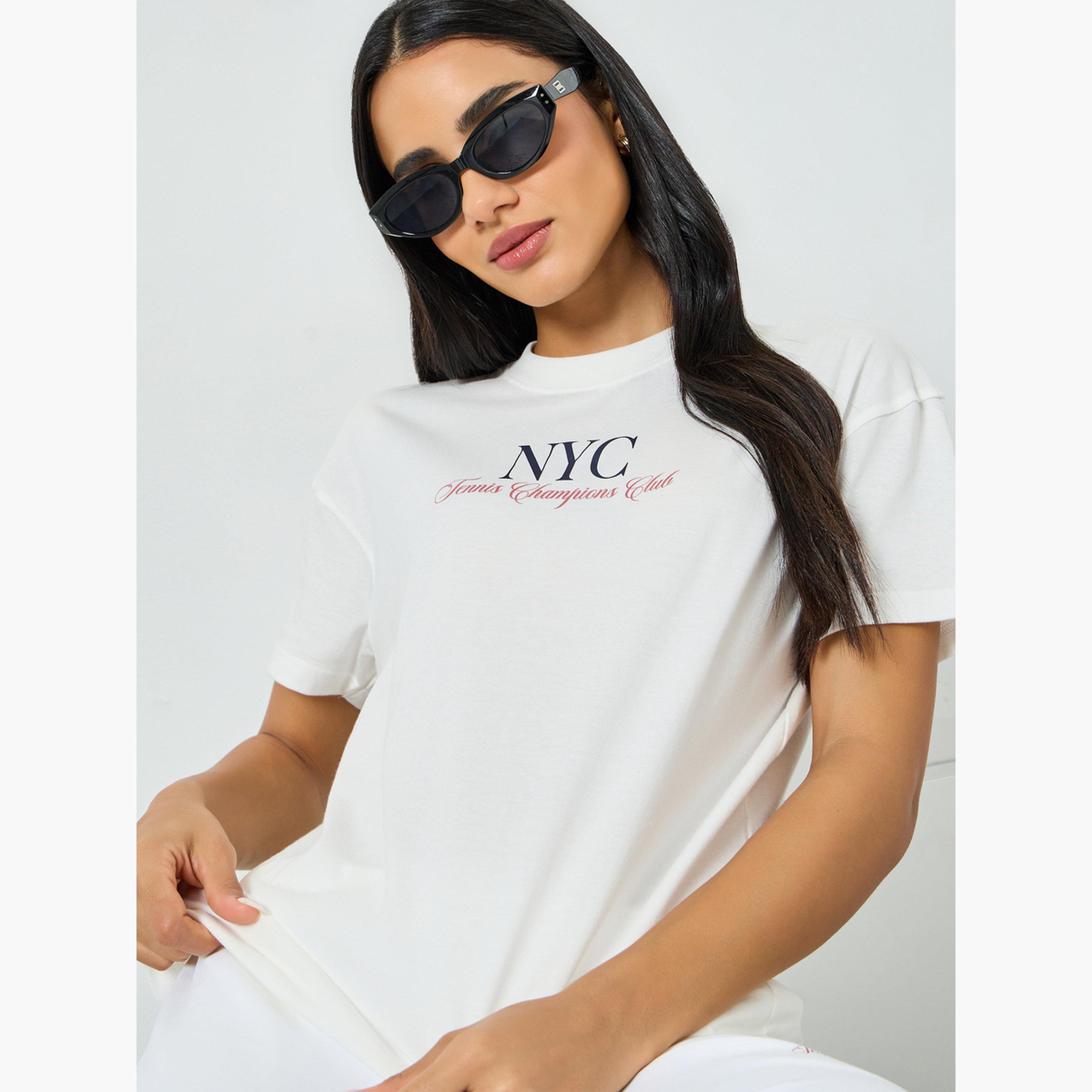 تيشيرت قطني بطبعة نيويورك-women-clothing-tshirts-image-3