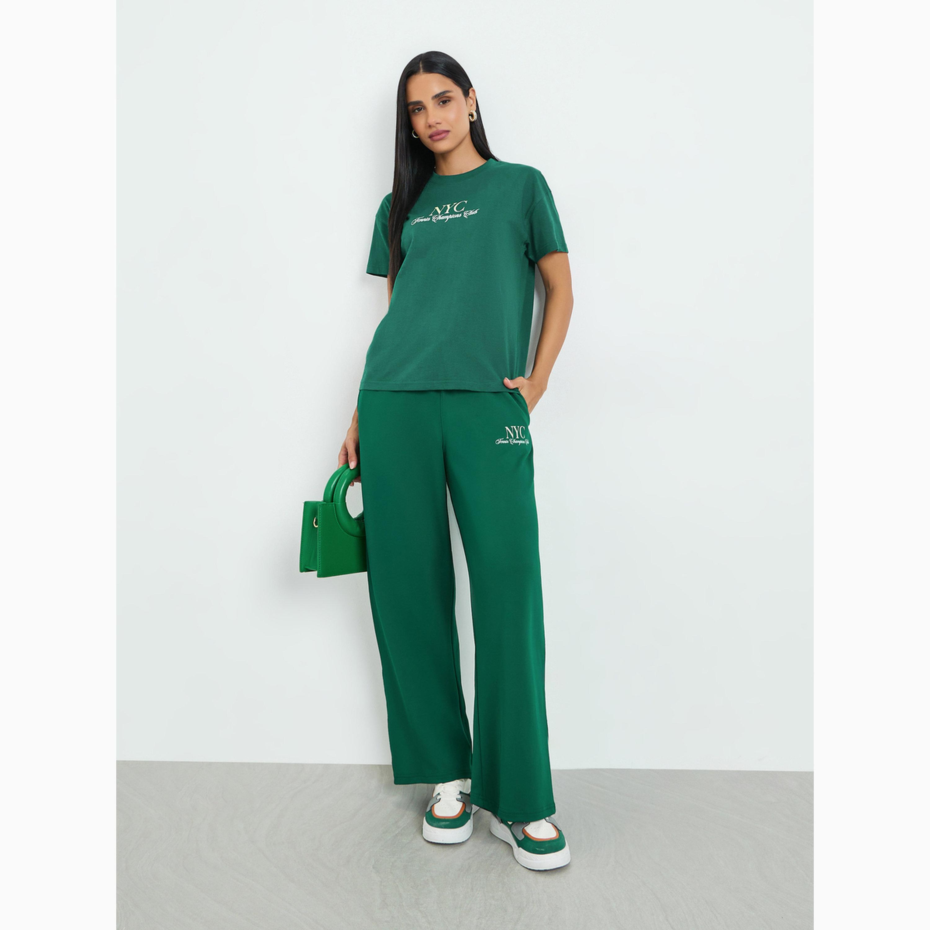 تيشيرت قطن بطبعة شعار ان واي سي-women-clothing-tshirts-image-2