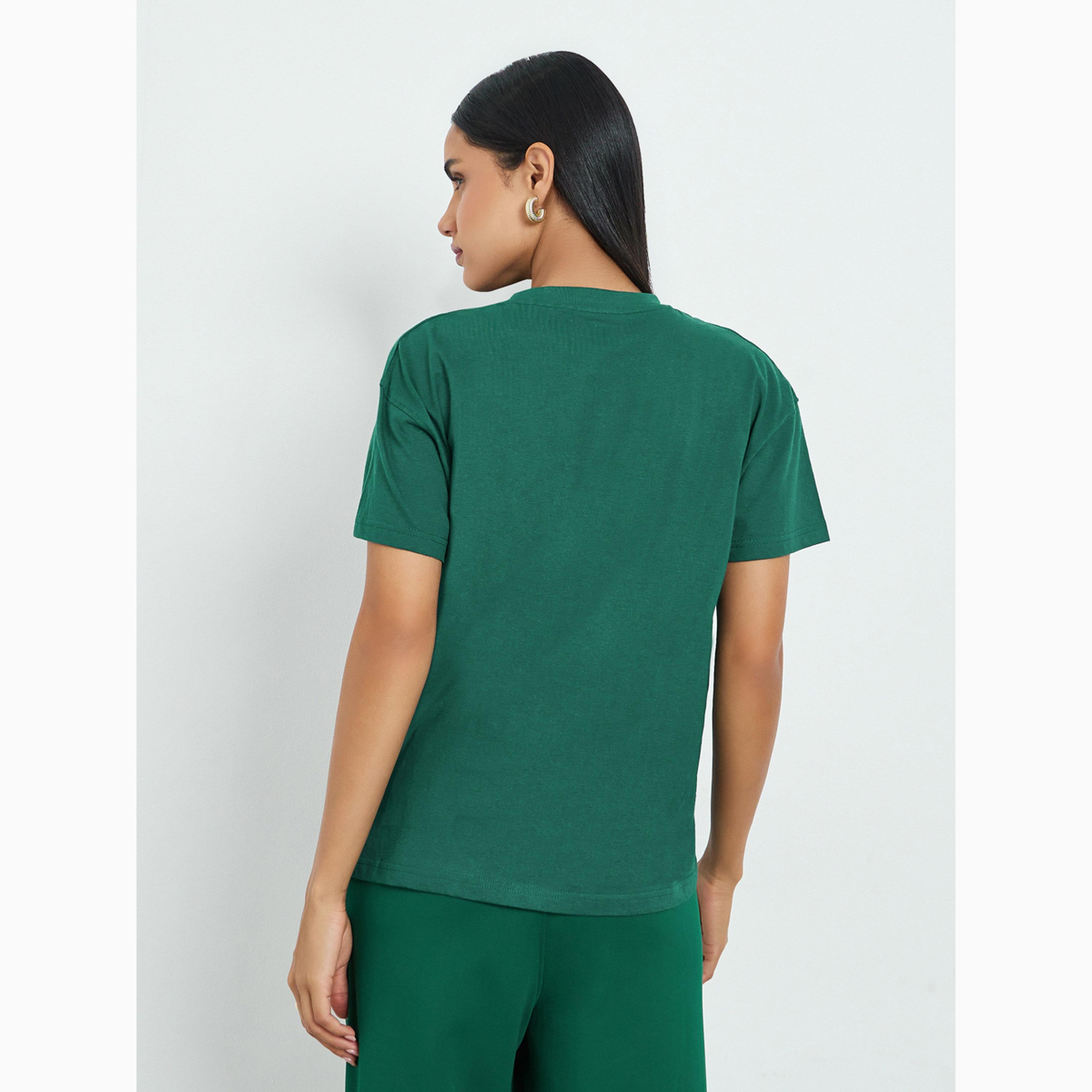 Styli Green NYC Slogan Print Cotton T-Shirt-women-clothing-tshirts-image-5