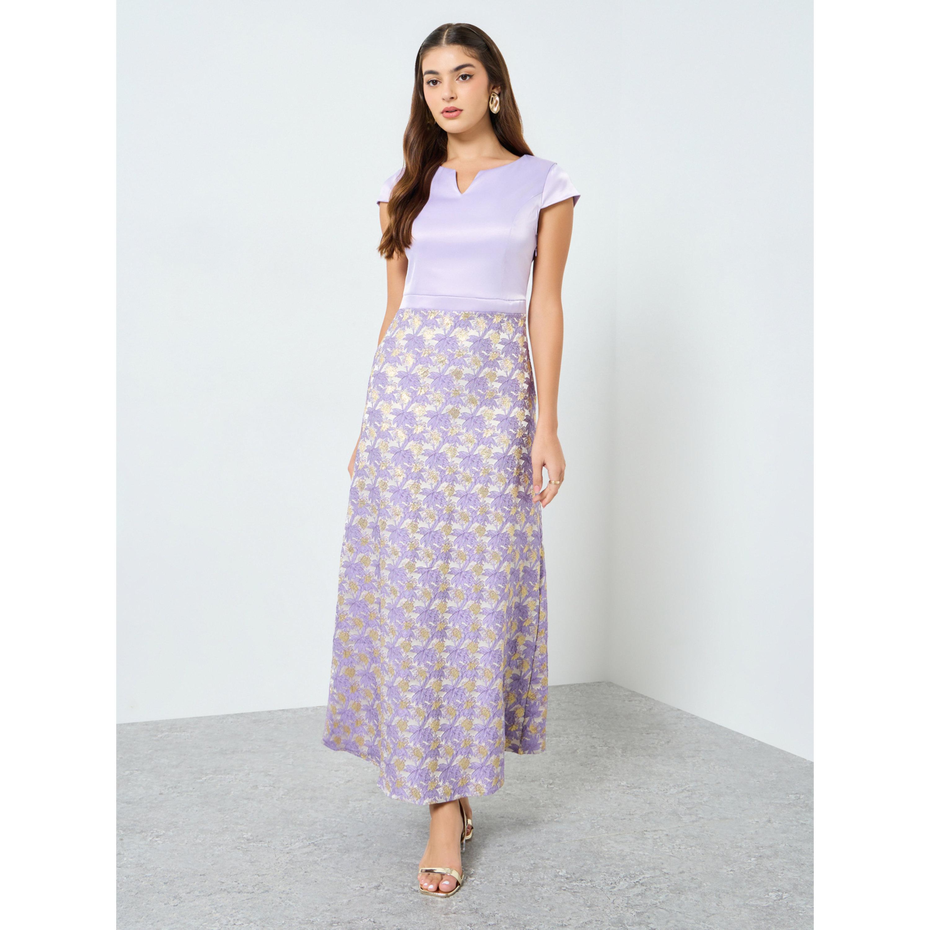 Styli Women Lilac Short Sleeves A-Line Maxi Dress-women-clothing-dresses-image-2