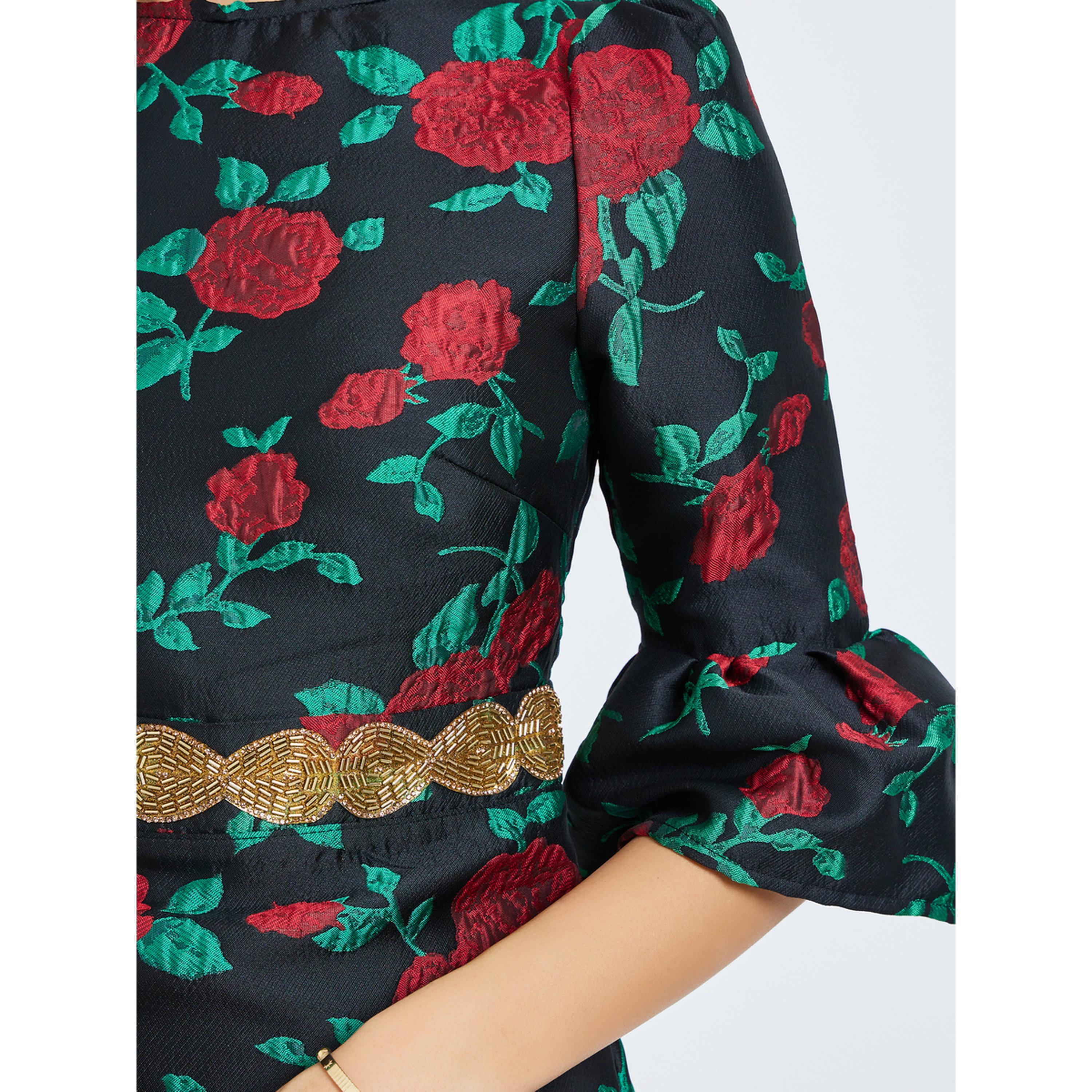 فستان ميدي نسائي مزين بنقشة زهور-women-clothing-dresses-image-5