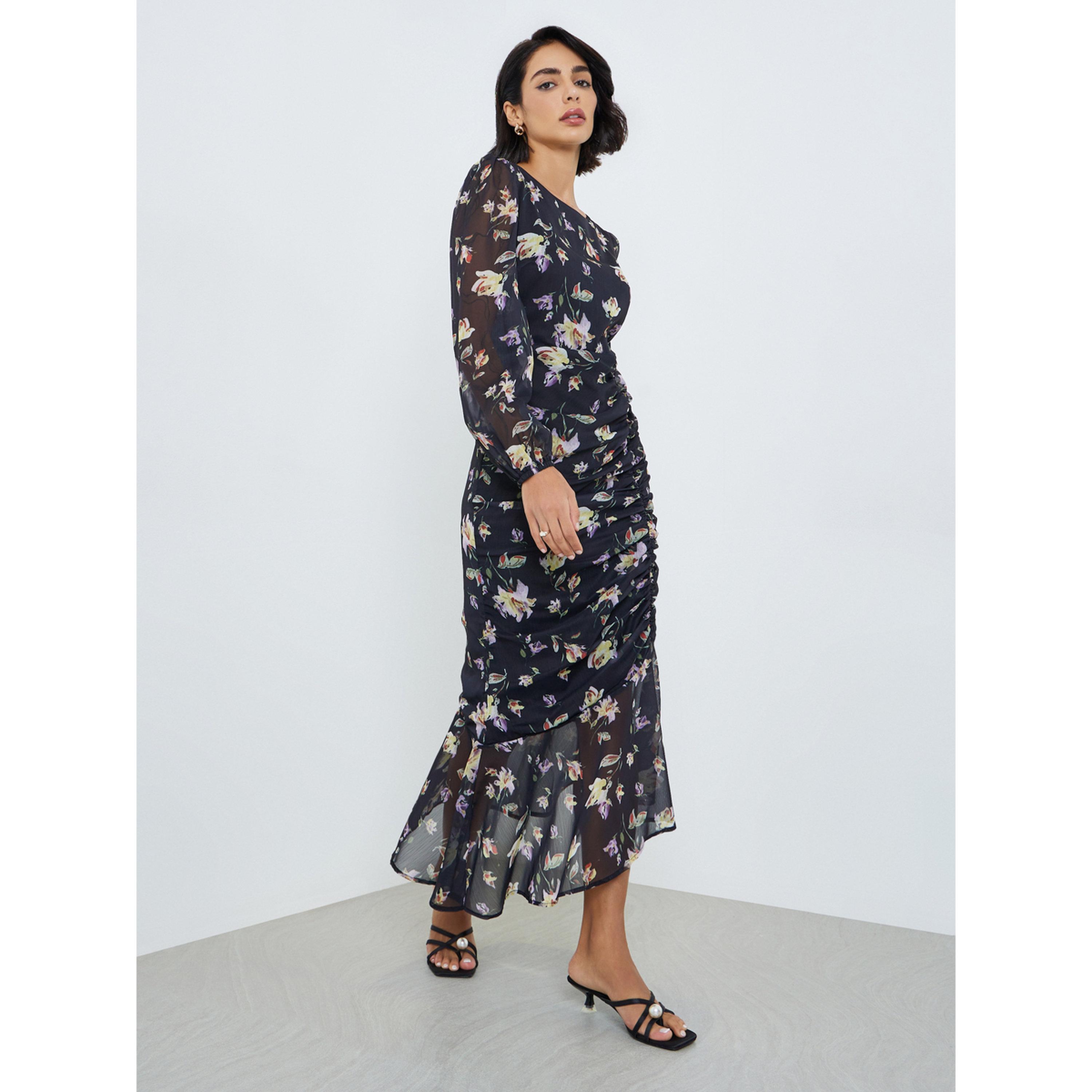 Styli Women Floral Print Ruffled Hem Maxi Dress-women-clothing-dresses-image-3