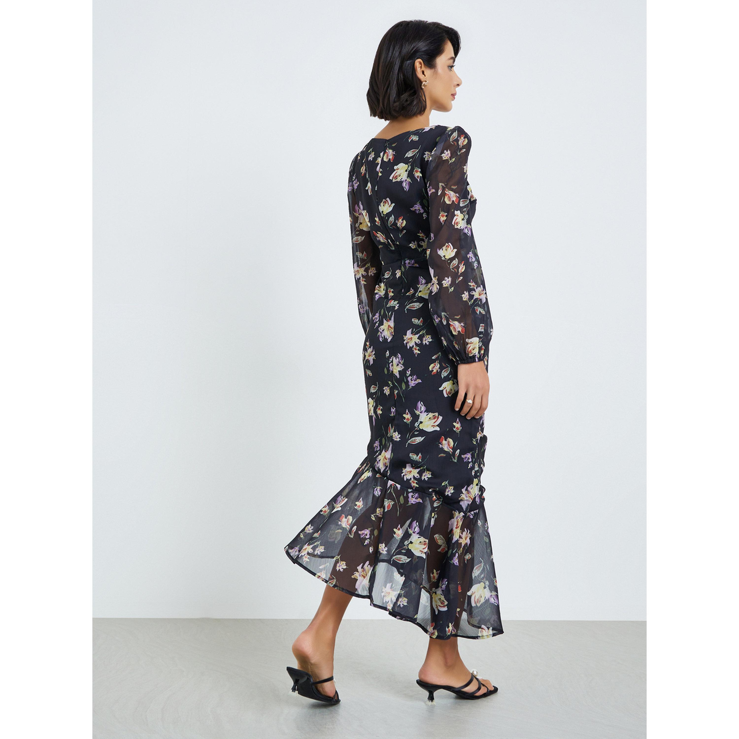 Styli Women Floral Print Ruffled Hem Maxi Dress-women-clothing-dresses-image-4