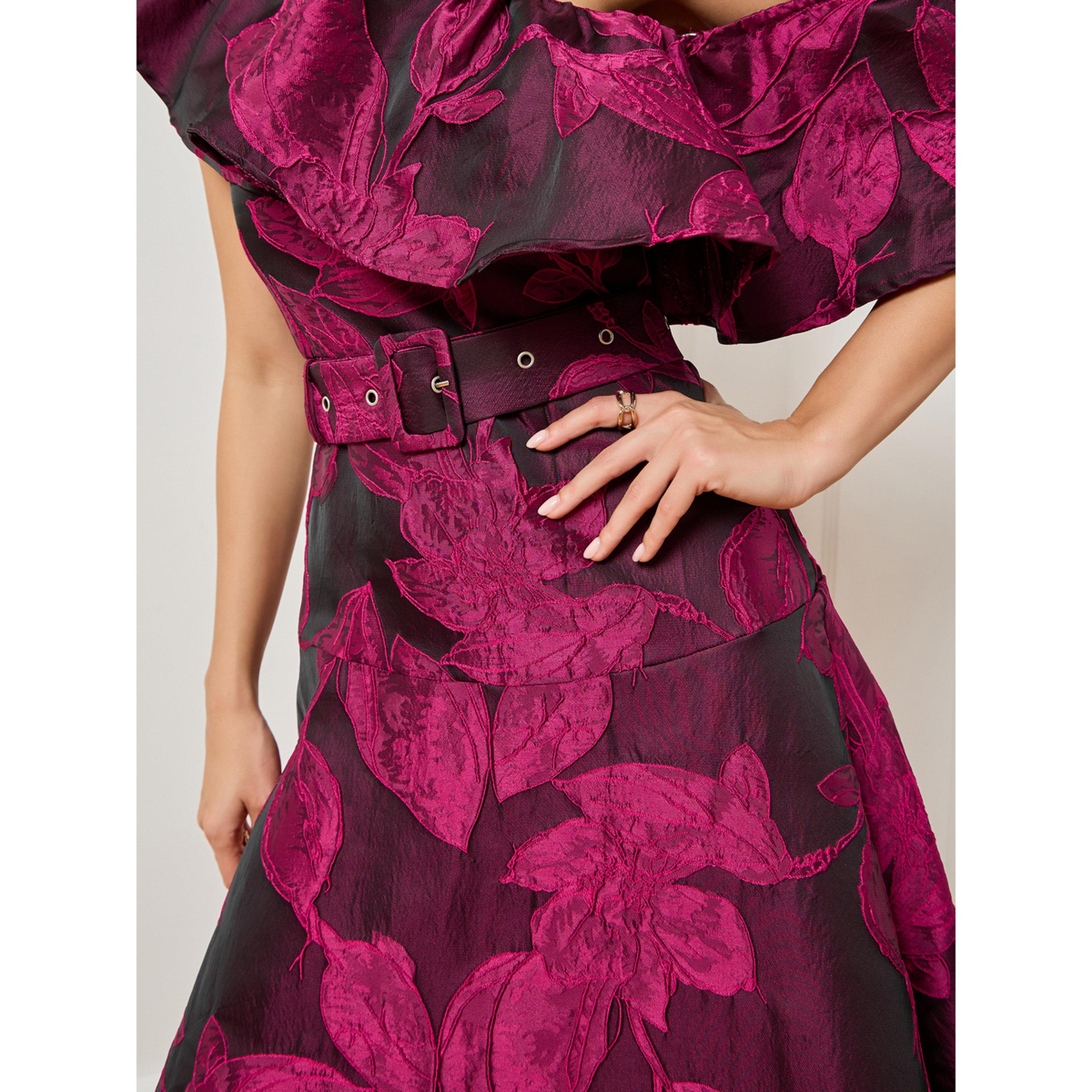 فستان ميدي بكتف واحد وطبعة زهور-women-clothing-dresses-image-5
