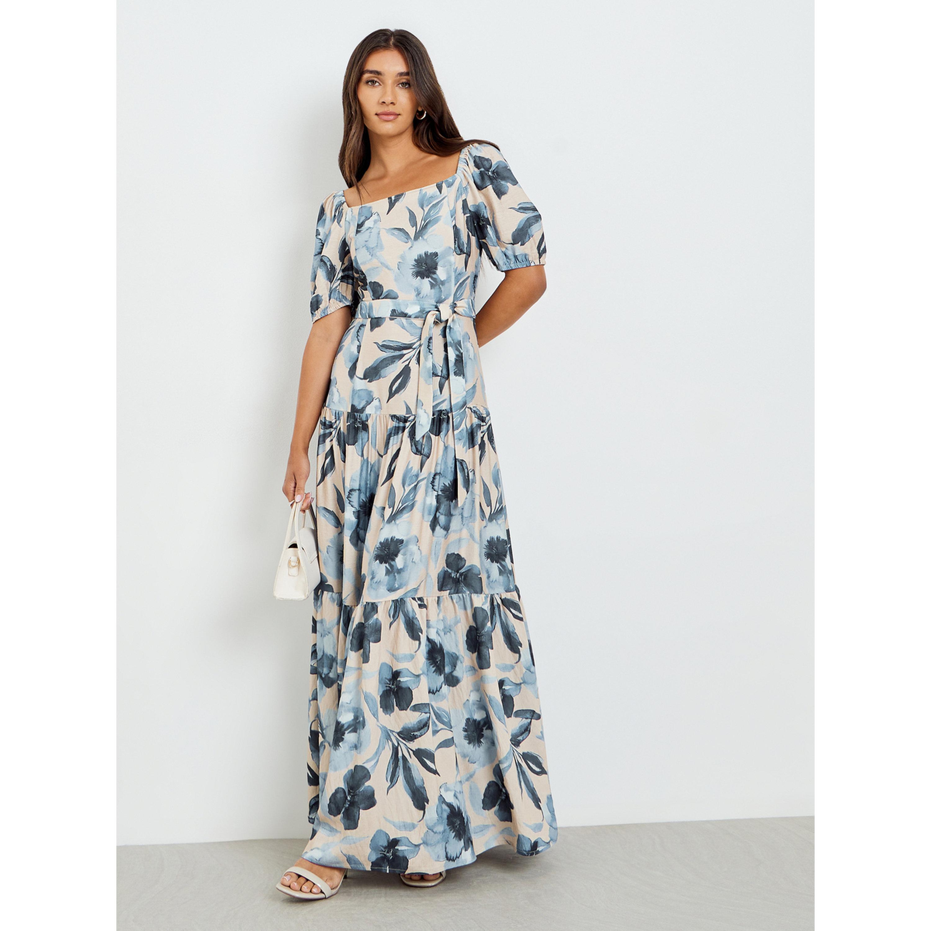 Styli Women Floral Print Puff Sleeve Maxi Dress-women-clothing-dresses-image-1