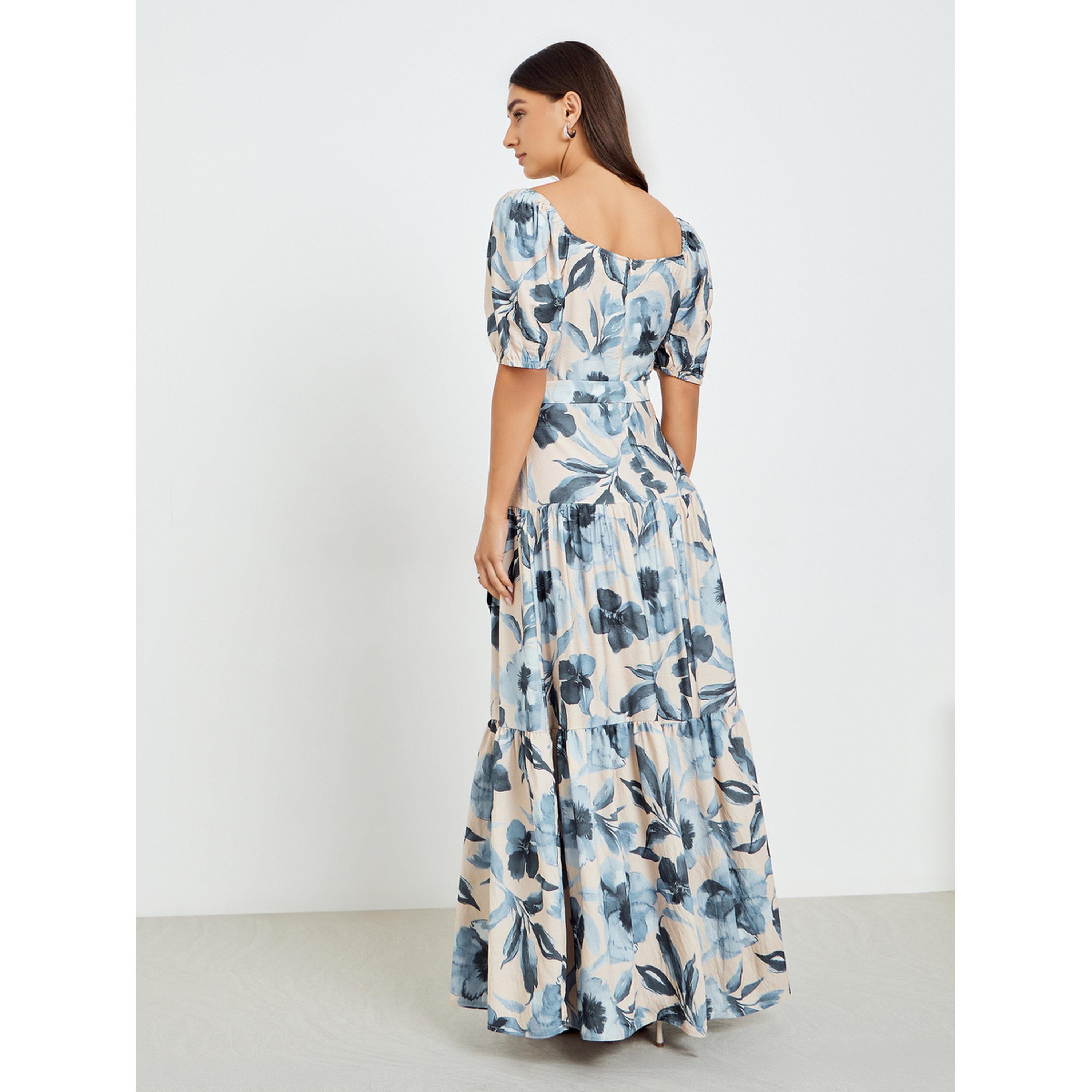 Styli Women Floral Print Puff Sleeve Maxi Dress-women-clothing-dresses-image-4