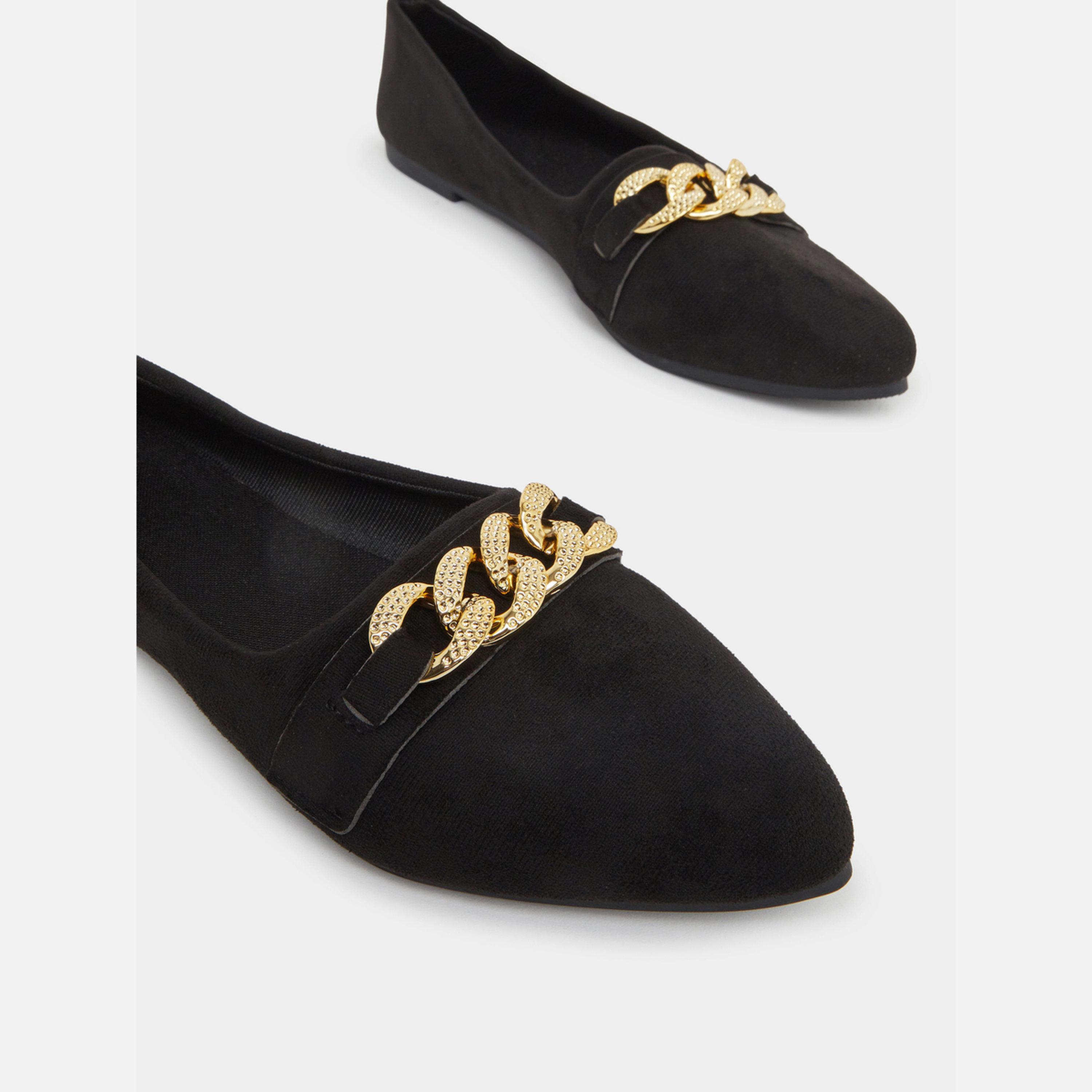 تيك تو - حذاء مسطح ذو مقدمة مدببة مزين بمشبك معدني لون سادة-women-shoes-sandals-flats-image-3