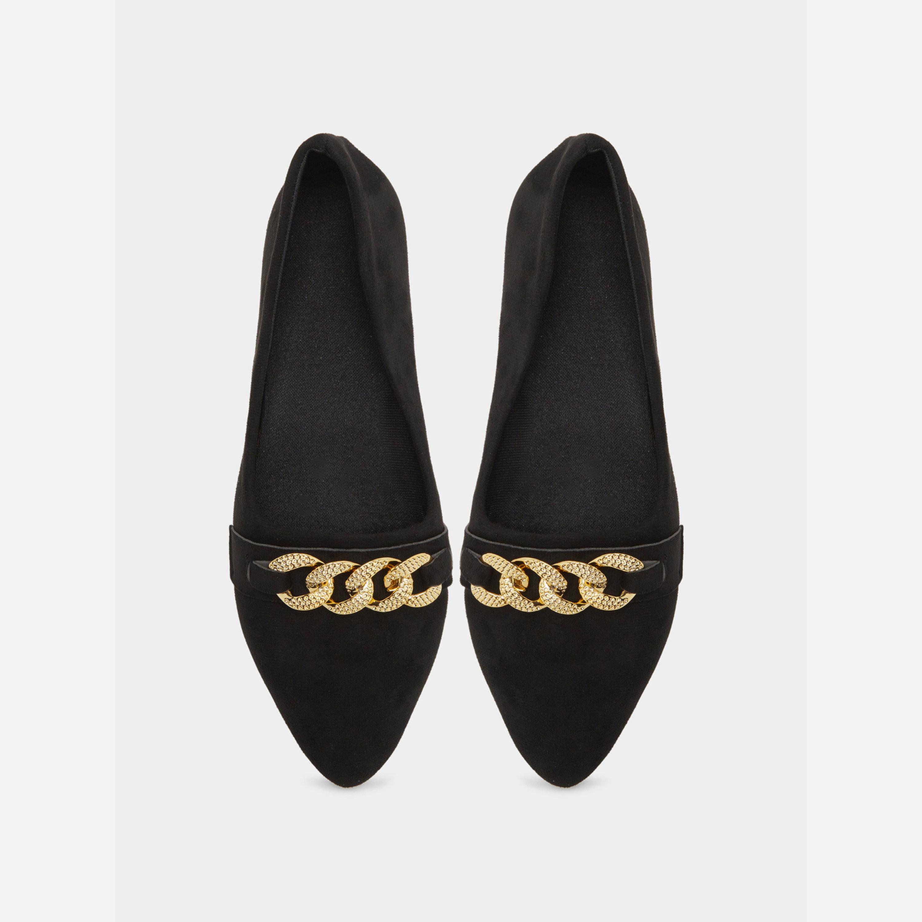 تيك تو - حذاء مسطح ذو مقدمة مدببة مزين بمشبك معدني لون سادة-women-shoes-sandals-flats-image-5