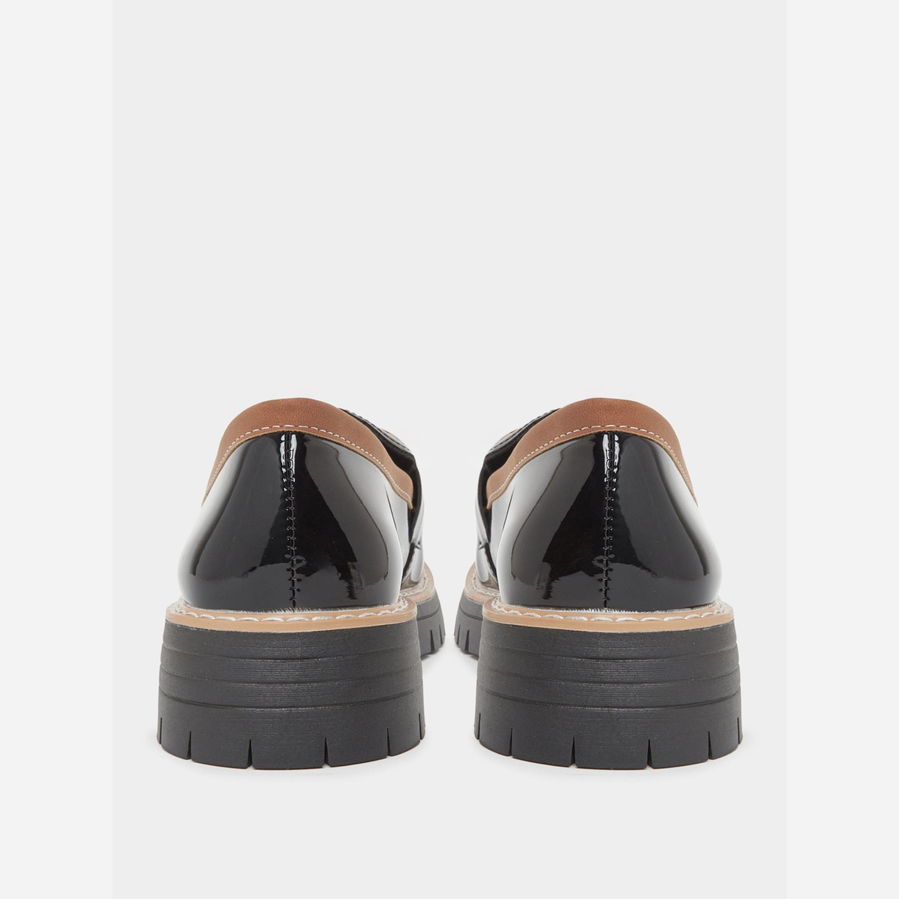 تيك تو - حذاء رياضي ذو نعل سميك بمشبك معدني لون أسود-women-shoes-loafersandmoccasins-image-4
