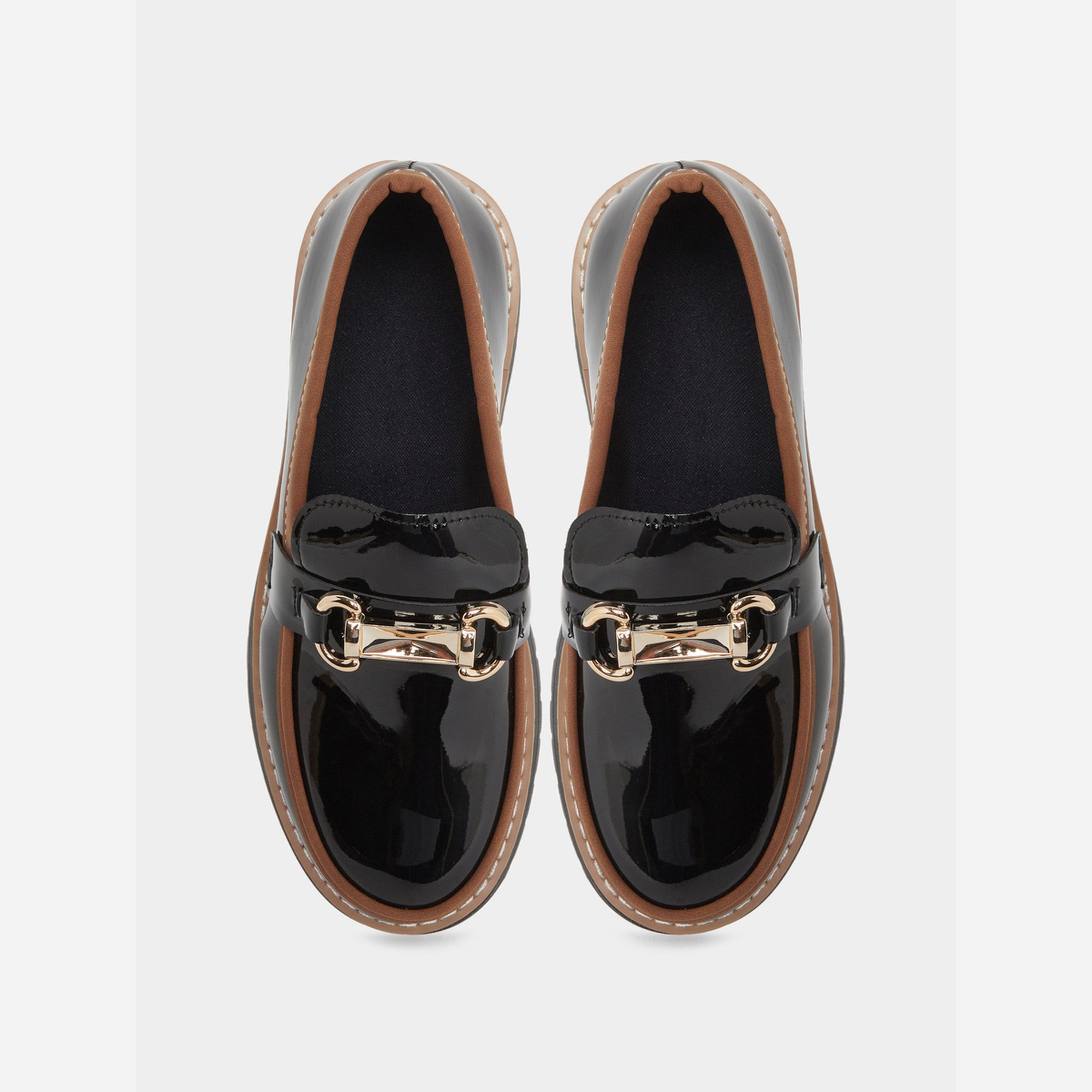 Take Two Black Metal Buckle Detail Thick Sole Platform Loafers-women-shoes-loafersandmoccasins-image-5