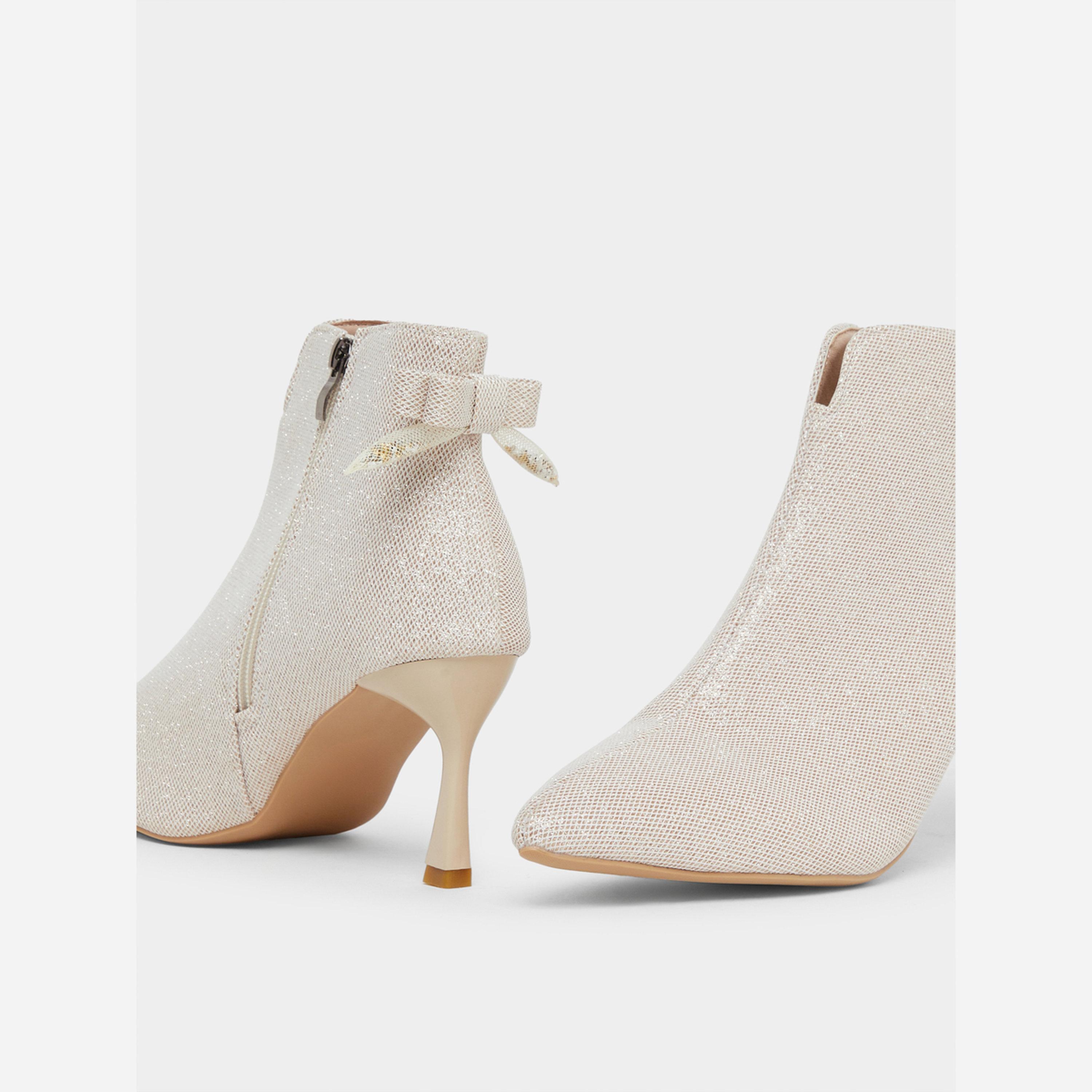 Take Two Solid Textured Bow Detail Ankle Boots-women-shoes-boots-image-3