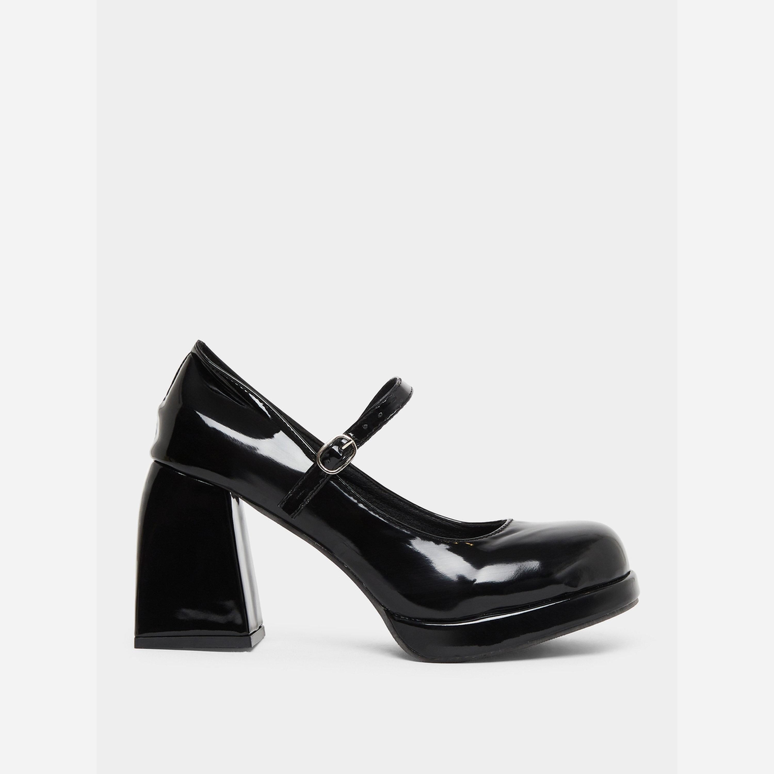 Take Two Solid Strap Patent Leather Chunky Heel Shoes-women-shoes-sandals-heeled-image-2