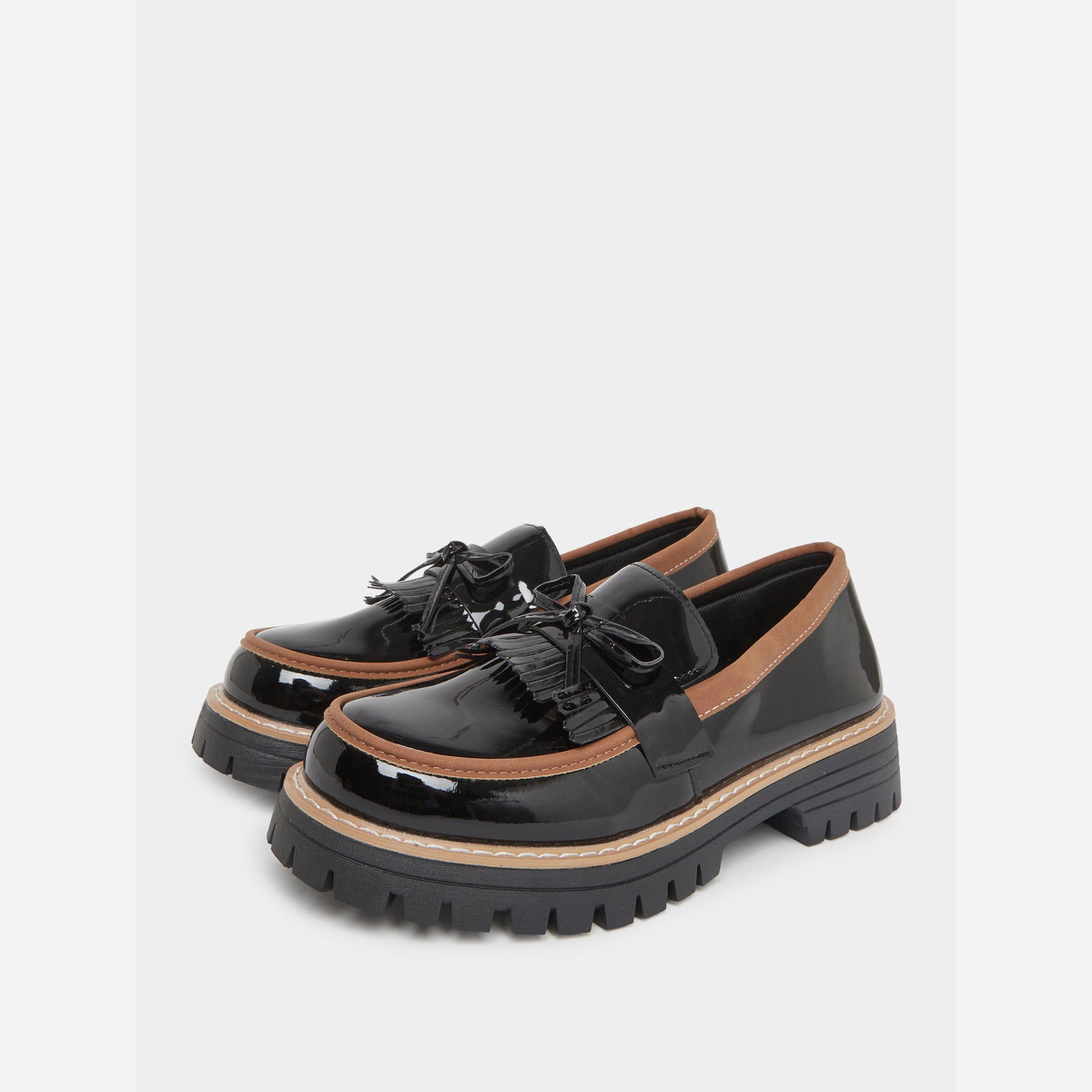 تيك تو - حذاء رياضي لون أسود بكعب سميك ونعل سميك مزين بفيونكة-women-shoes-loafersandmoccasins-image-1