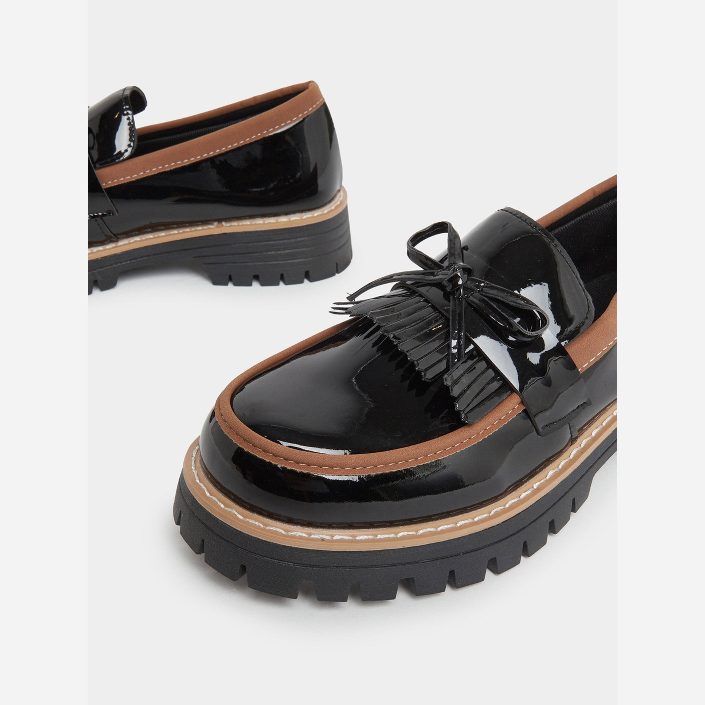 Take Two Black Bow Detail Thick Sole Platform Loafers-women-shoes-loafersandmoccasins-image-3