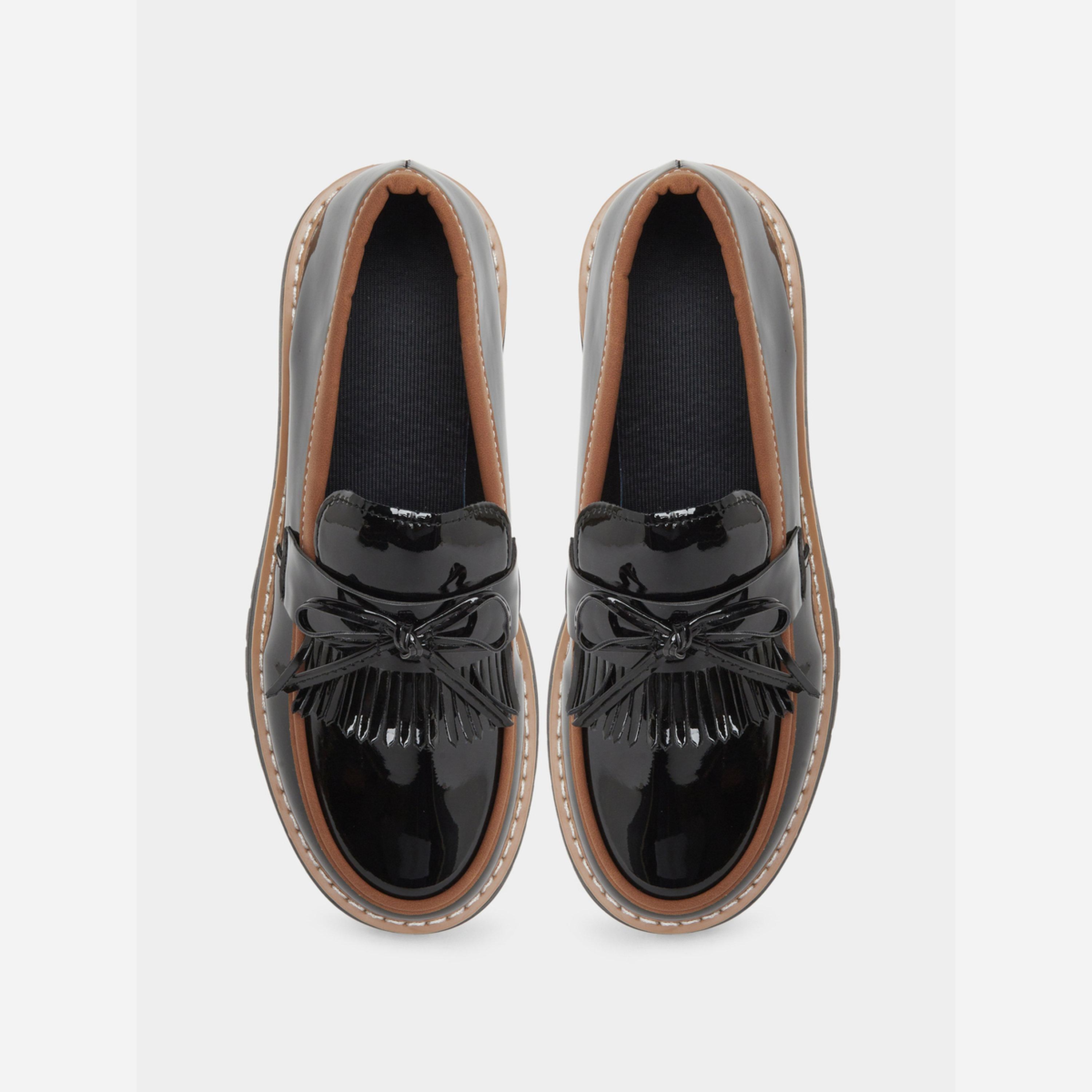 تيك تو - حذاء رياضي لون أسود بكعب سميك ونعل سميك مزين بفيونكة-women-shoes-loafersandmoccasins-image-5