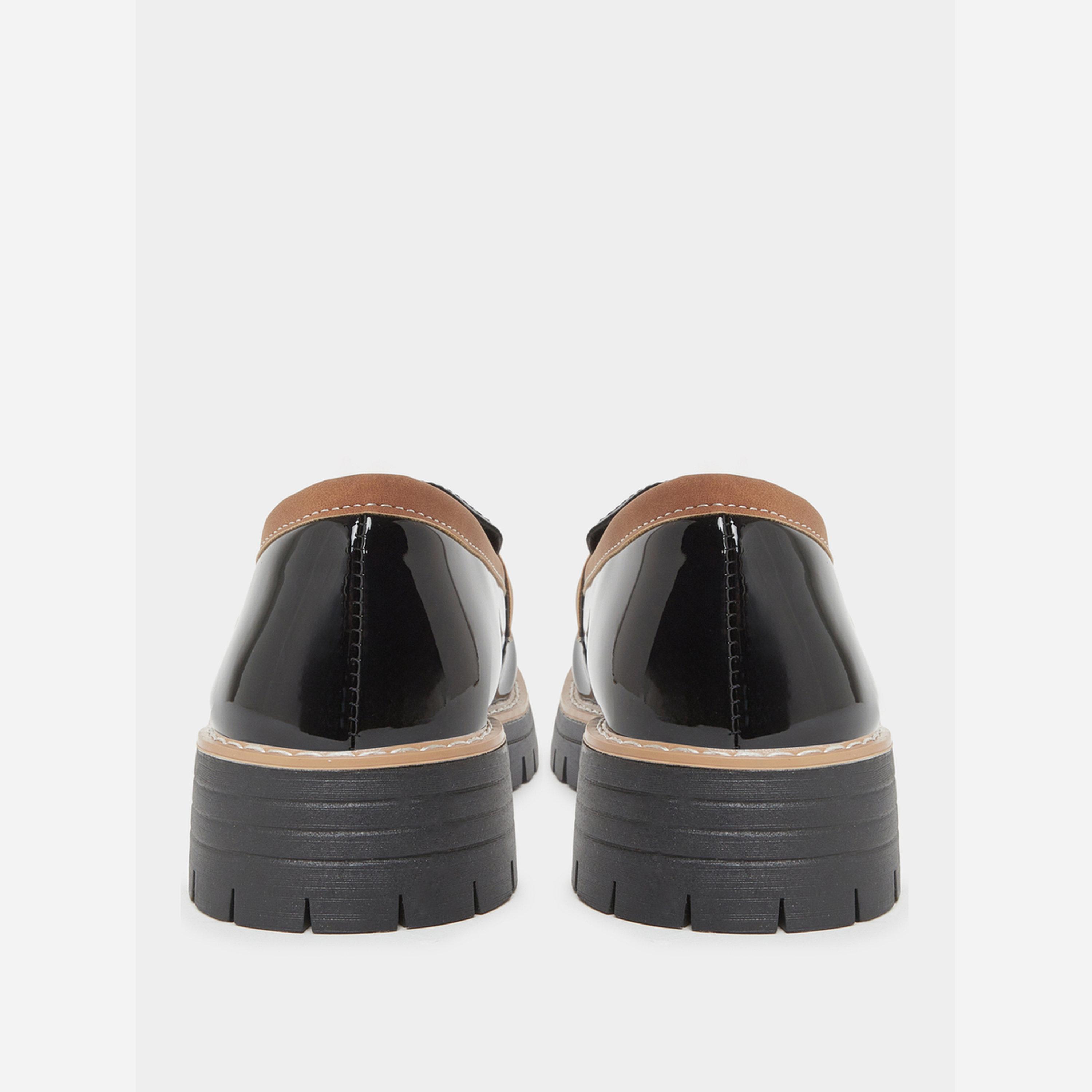 Take Two Black Metal Buckle Detail Thick Sole Platform Loafers-women-shoes-loafersandmoccasins-image-4