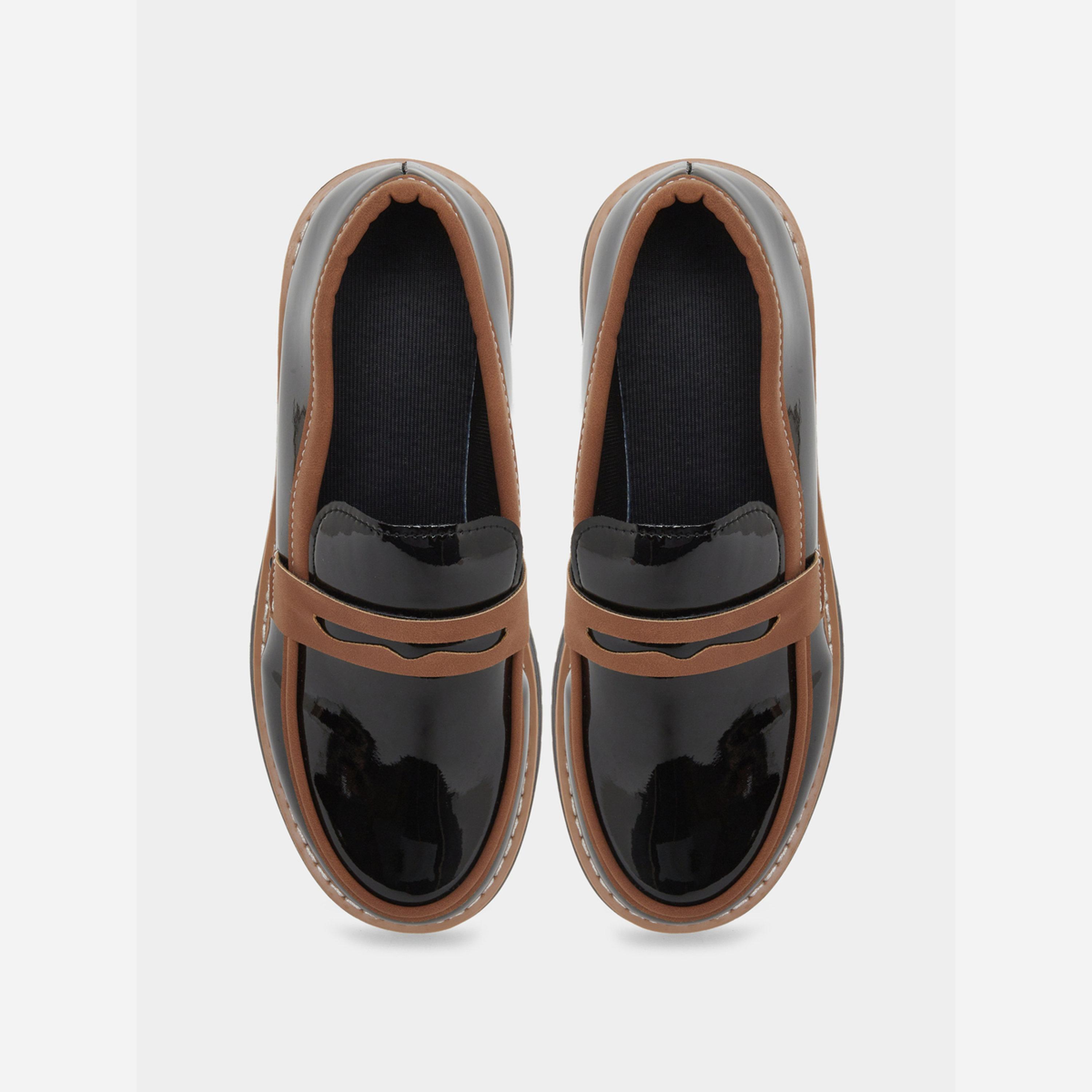 Take Two Black Metal Buckle Detail Thick Sole Platform Loafers-women-shoes-loafersandmoccasins-image-5