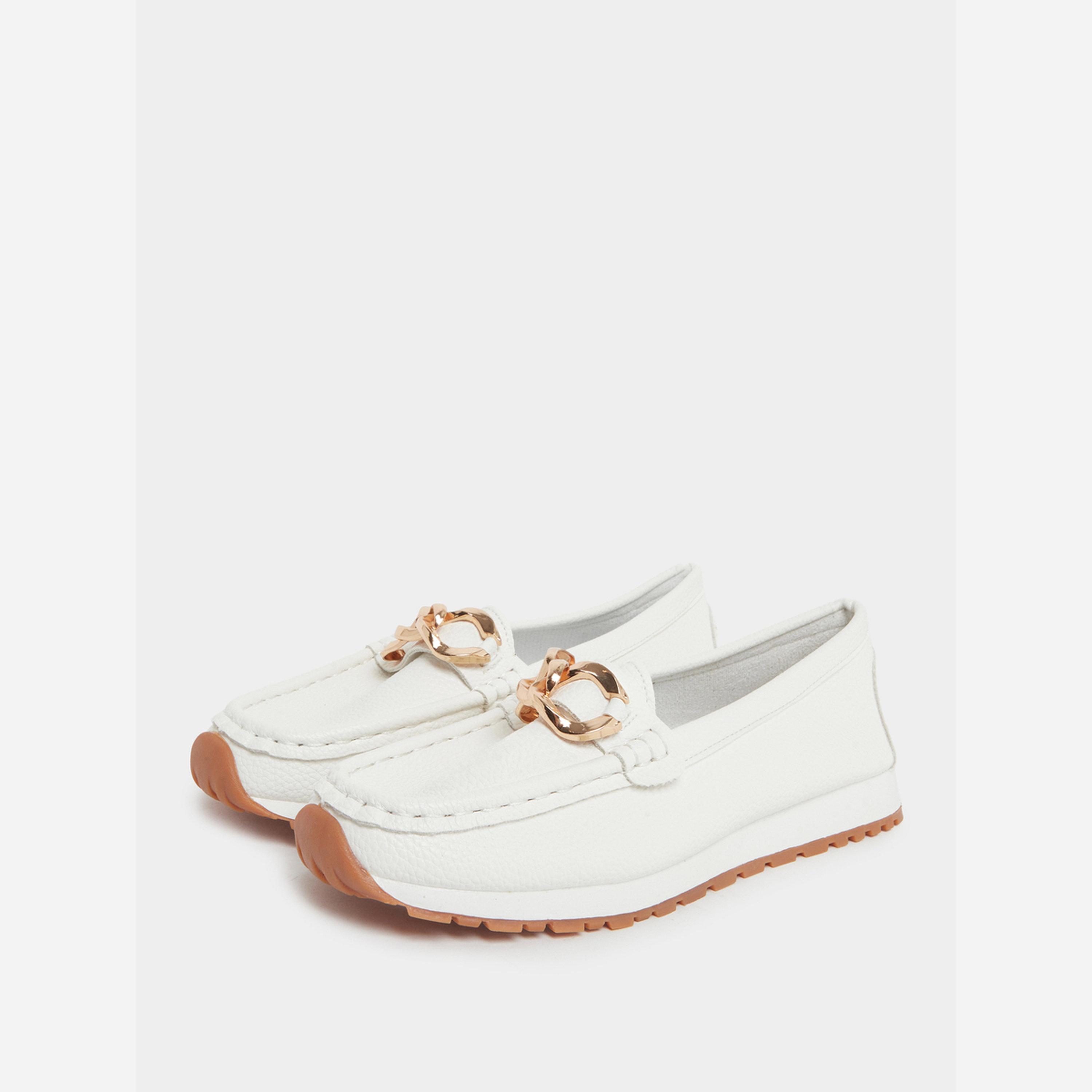 Take Two White Leather Loafers with Gold Buckle-women-shoes-loafersandmoccasins-image-1