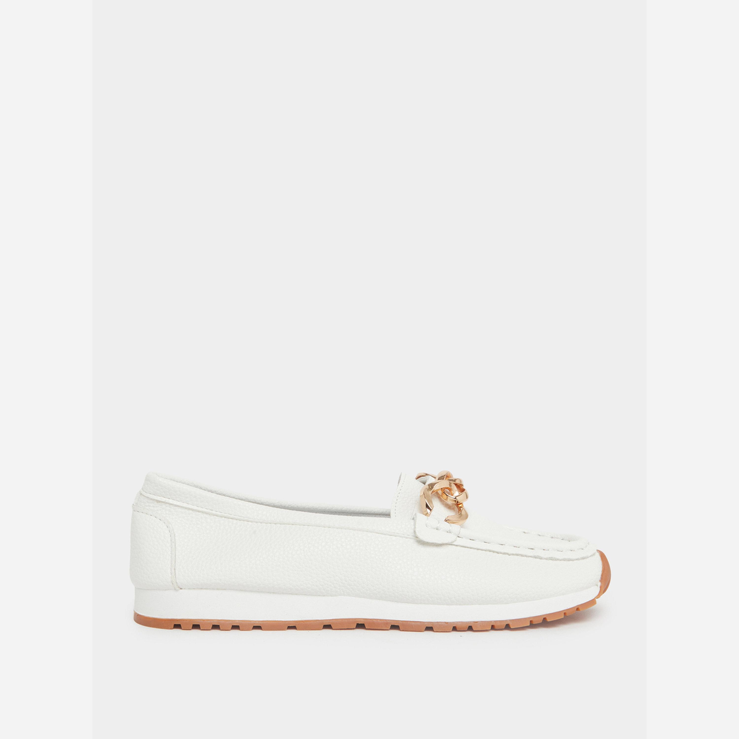 Take Two White Leather Loafers with Gold Buckle-women-shoes-loafersandmoccasins-image-2