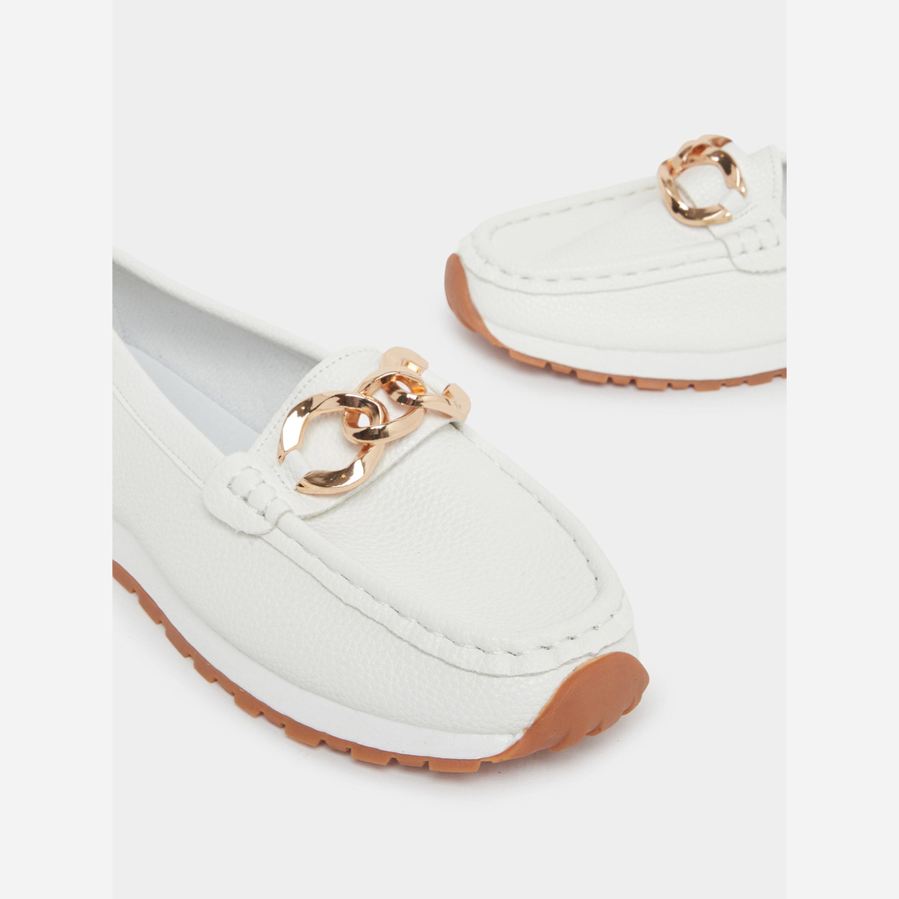 Take Two White Leather Loafers with Gold Buckle-women-shoes-loafersandmoccasins-image-3
