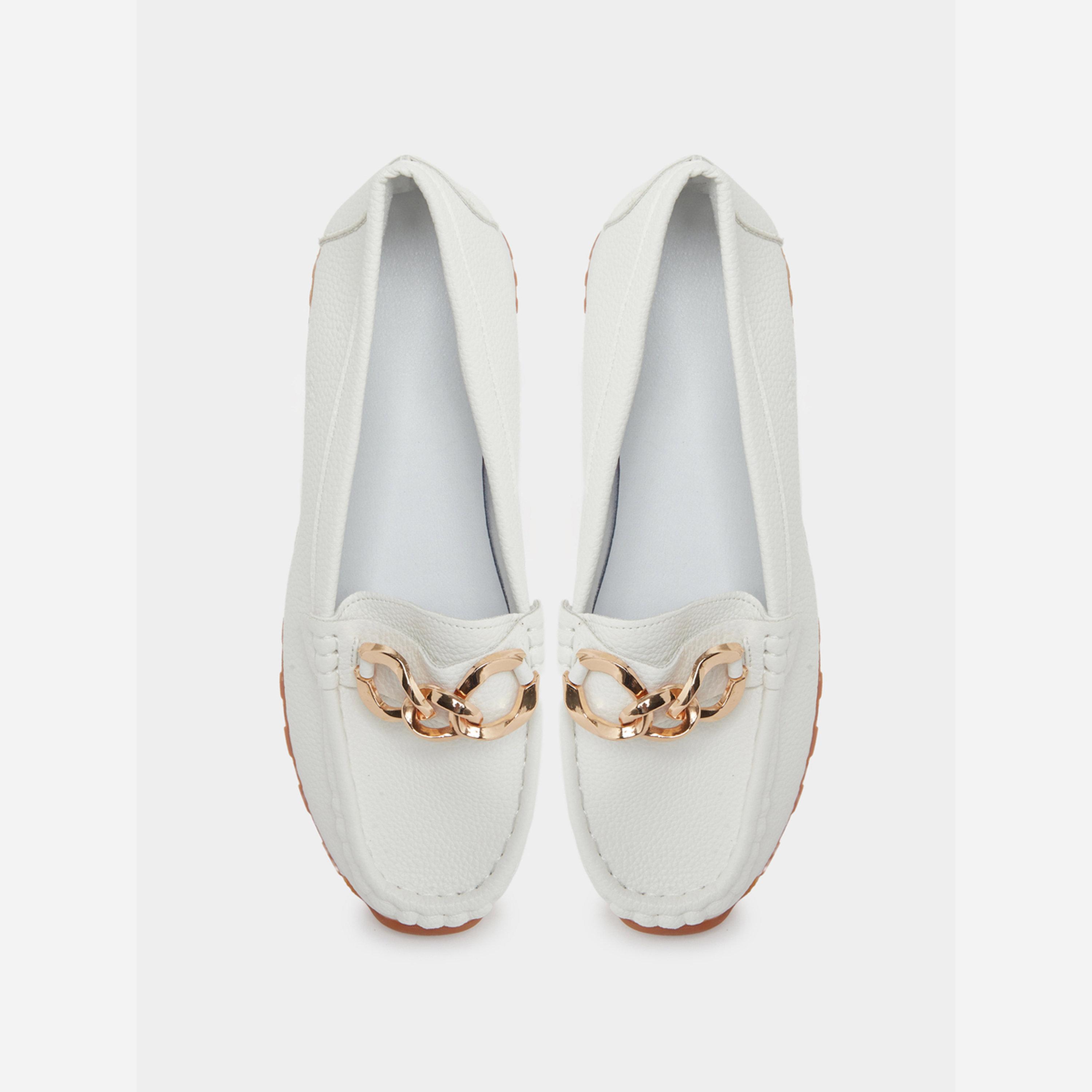 Take Two White Leather Loafers with Gold Buckle-women-shoes-loafersandmoccasins-image-5