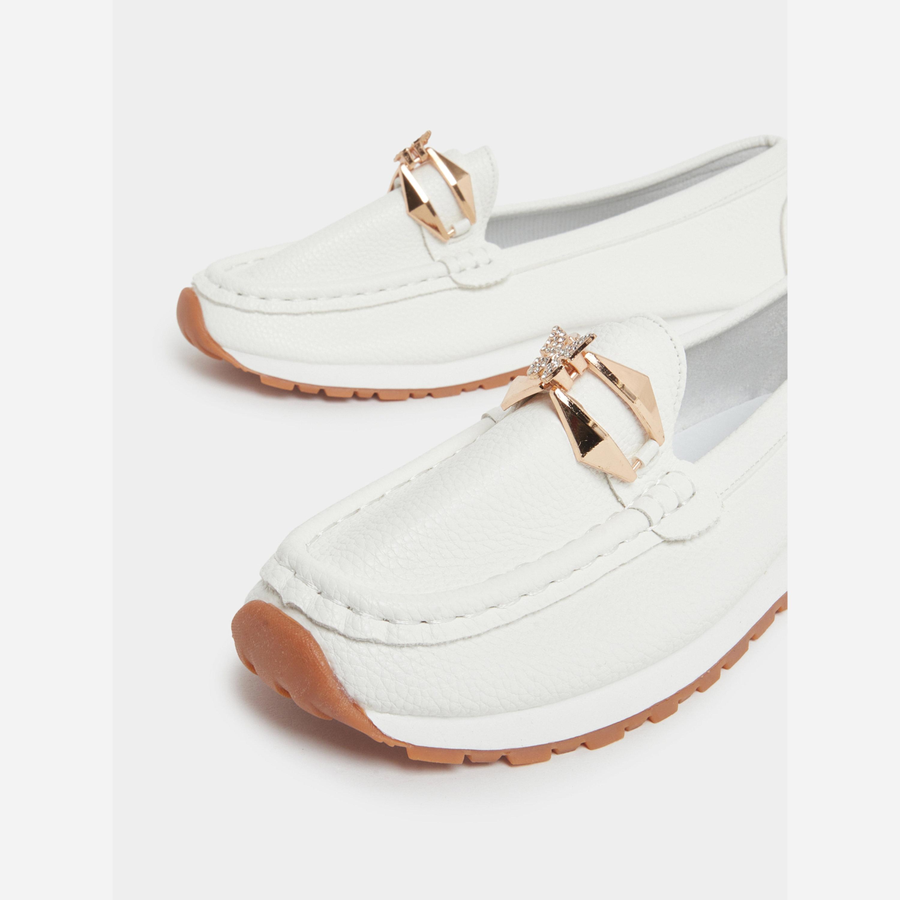 Take Two White Leather Loafers with Gold Buckle-women-shoes-loafersandmoccasins-image-3