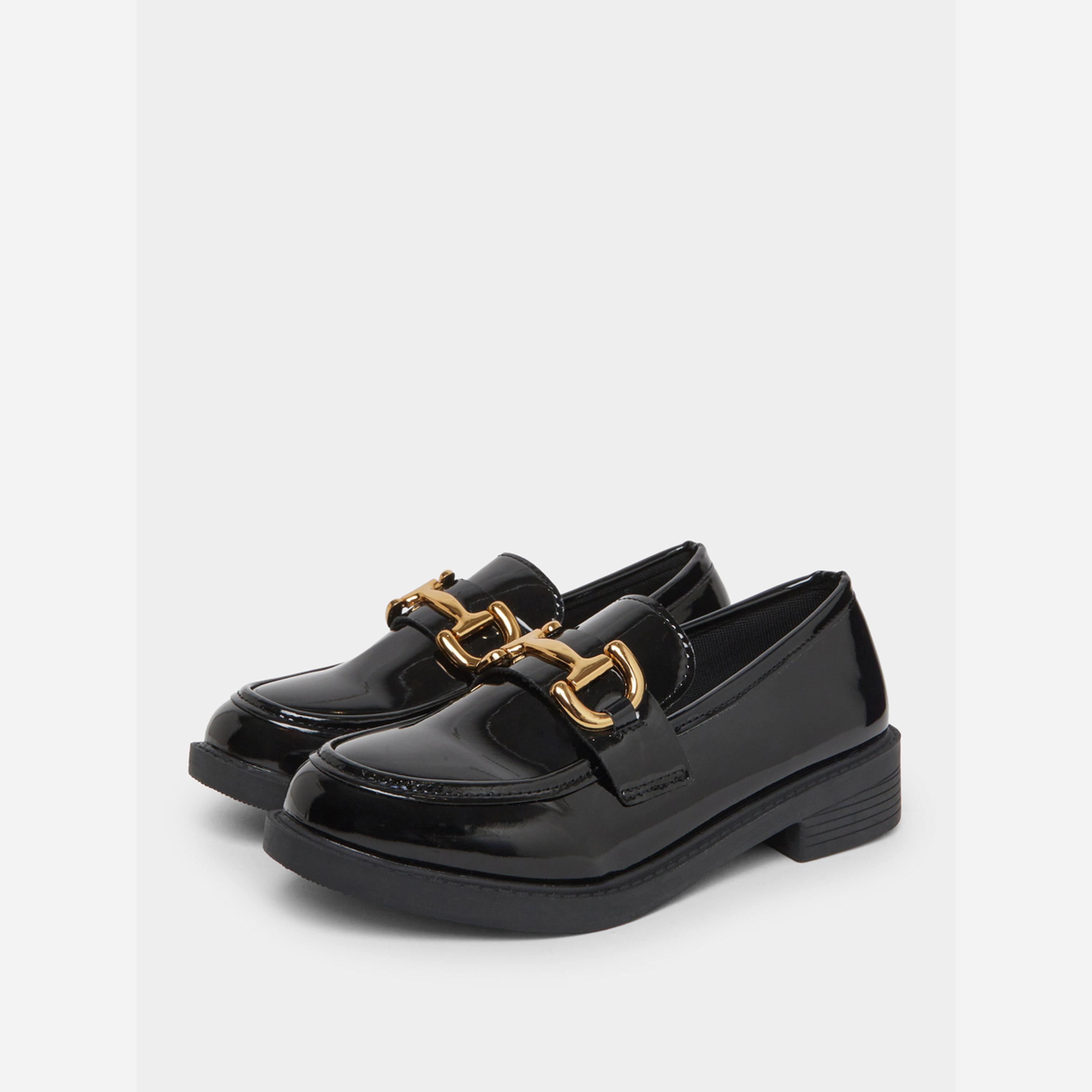 Take Two Black Metal Buckle Detail Patent Leather Loafers-women-shoes-loafersandmoccasins-image-1
