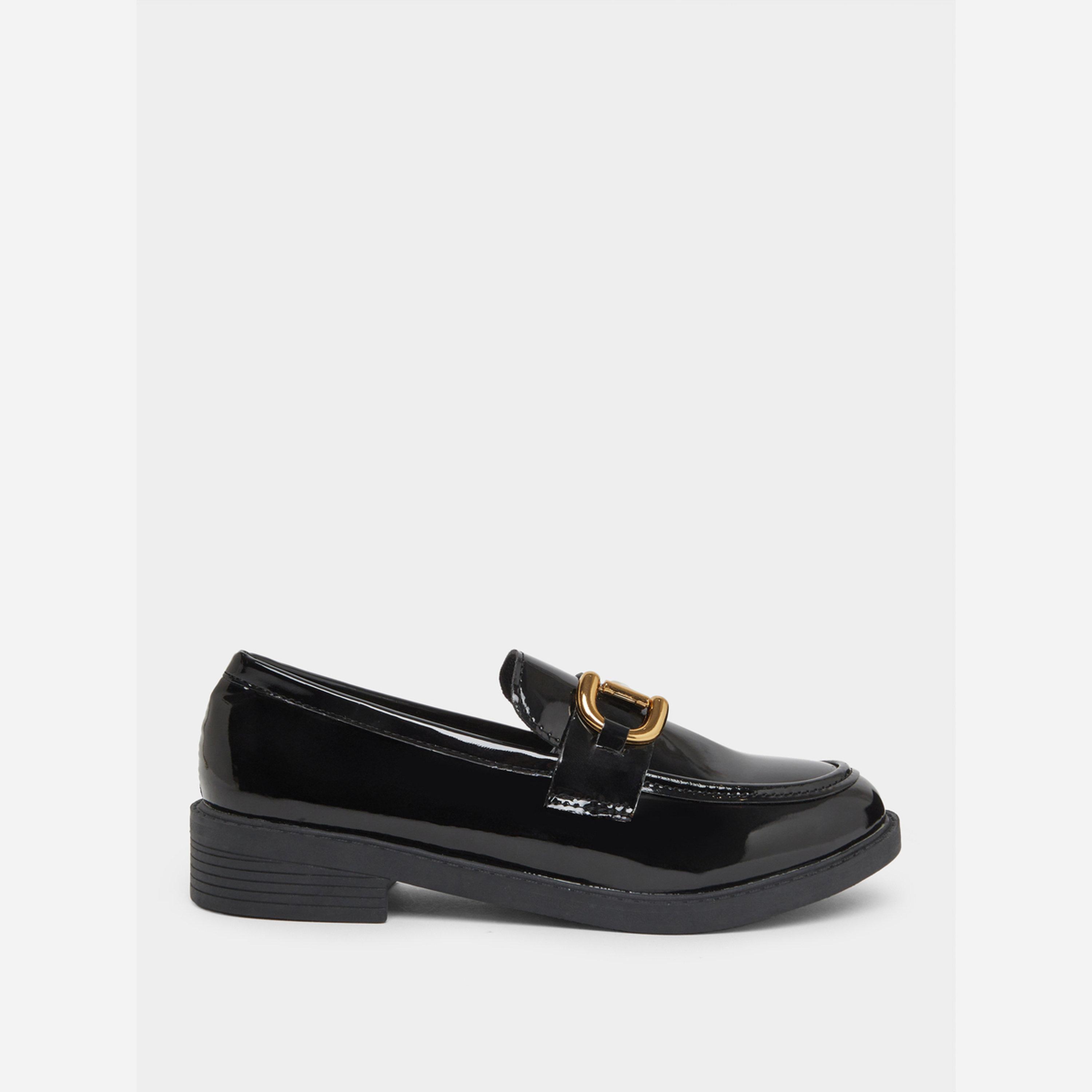 Take Two Black Metal Buckle Detail Patent Leather Loafers-women-shoes-loafersandmoccasins-image-2