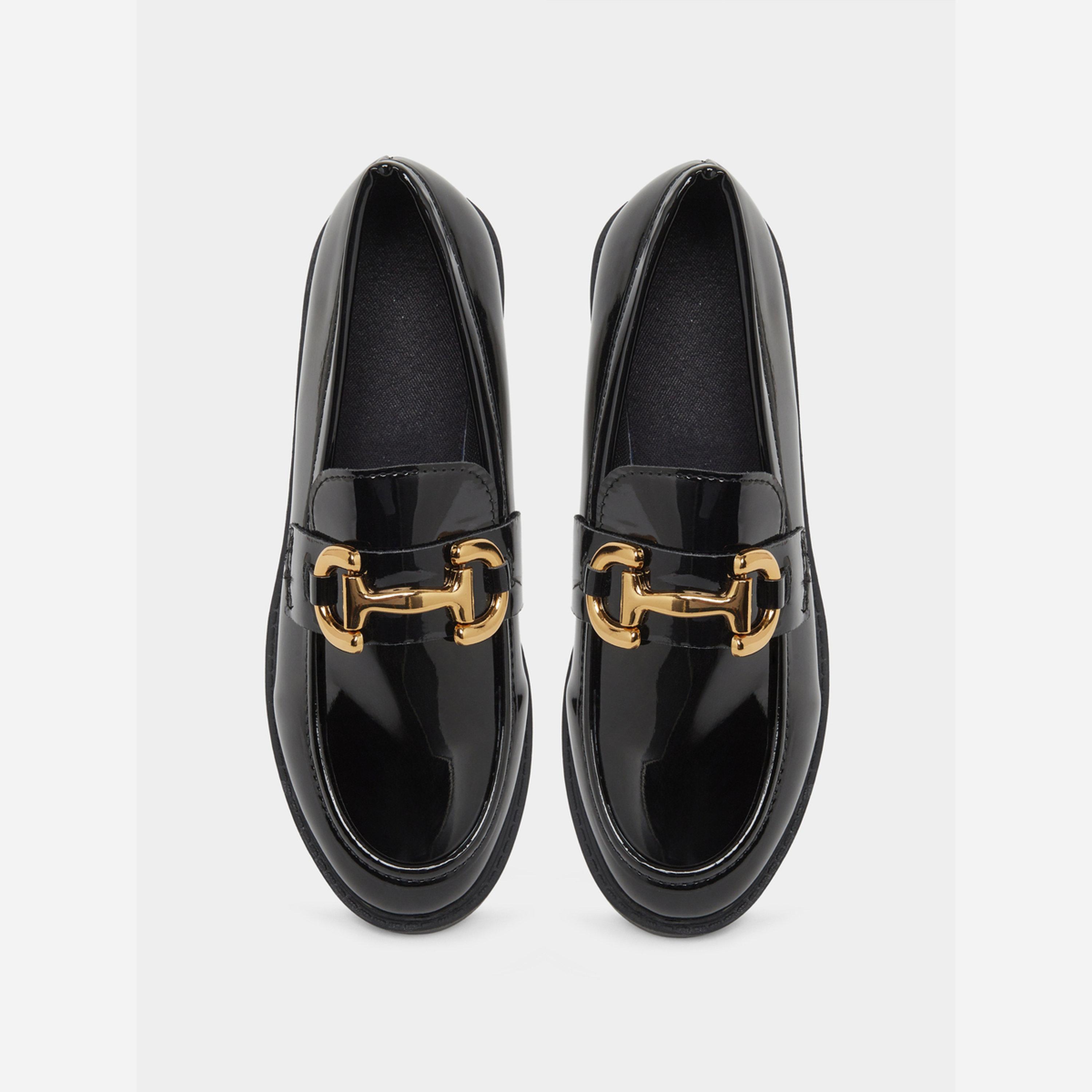 Take Two Black Metal Buckle Detail Patent Leather Loafers-women-shoes-loafersandmoccasins-image-5
