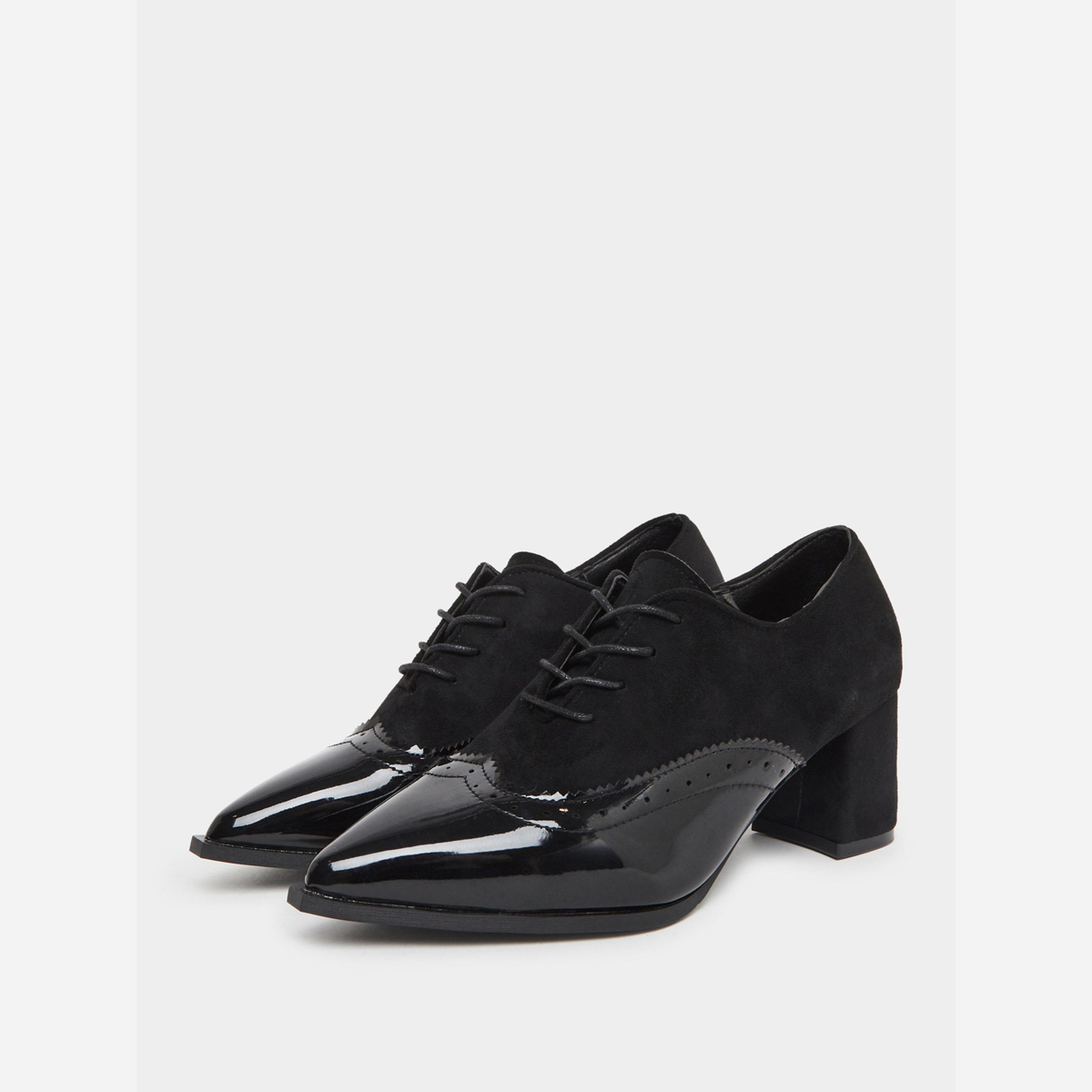 تيك تو - حذاء أكسفورد نسائي رباط لون أسود-women-shoes-sandals-heeled-image-1
