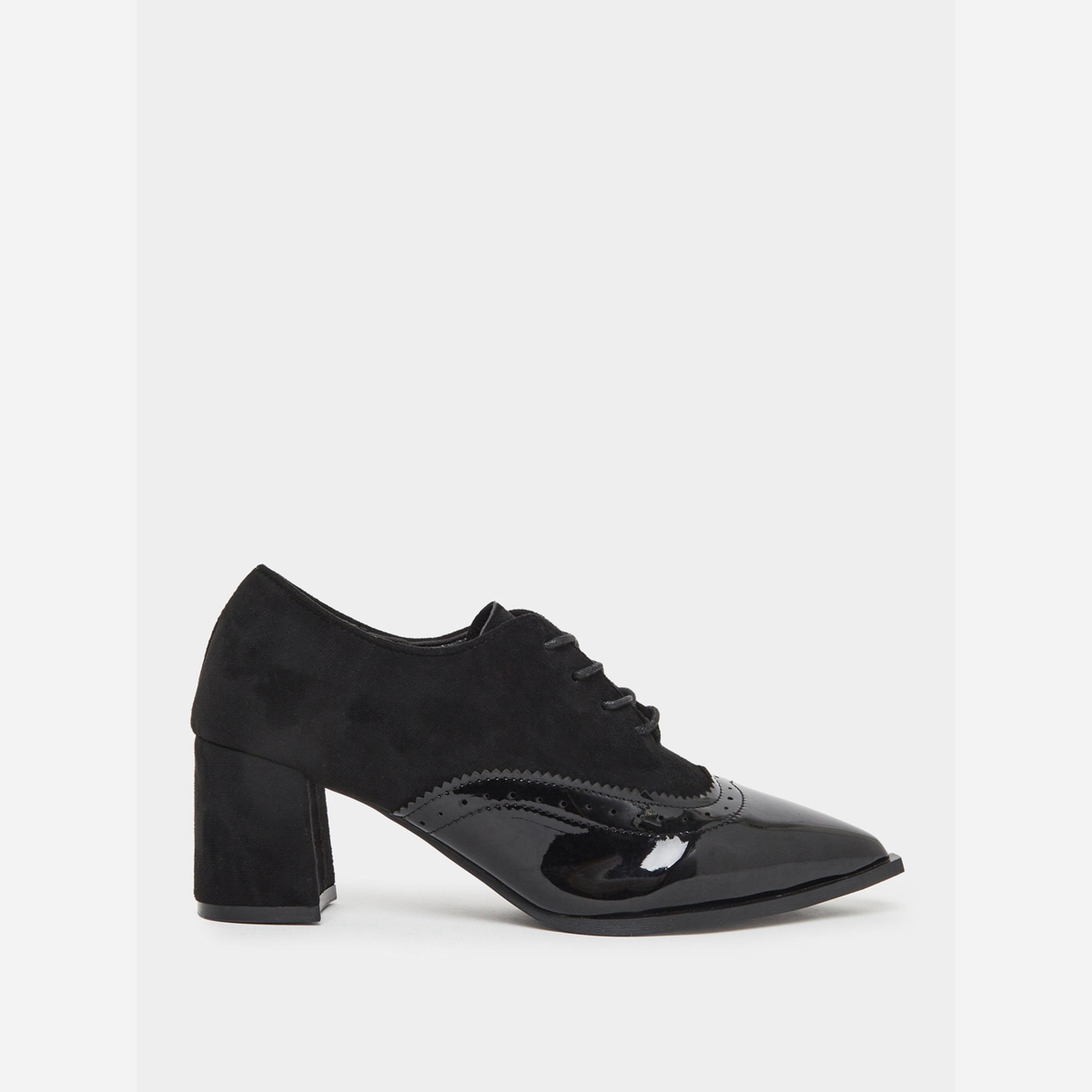 تيك تو - حذاء أكسفورد نسائي رباط لون أسود-women-shoes-sandals-heeled-image-2