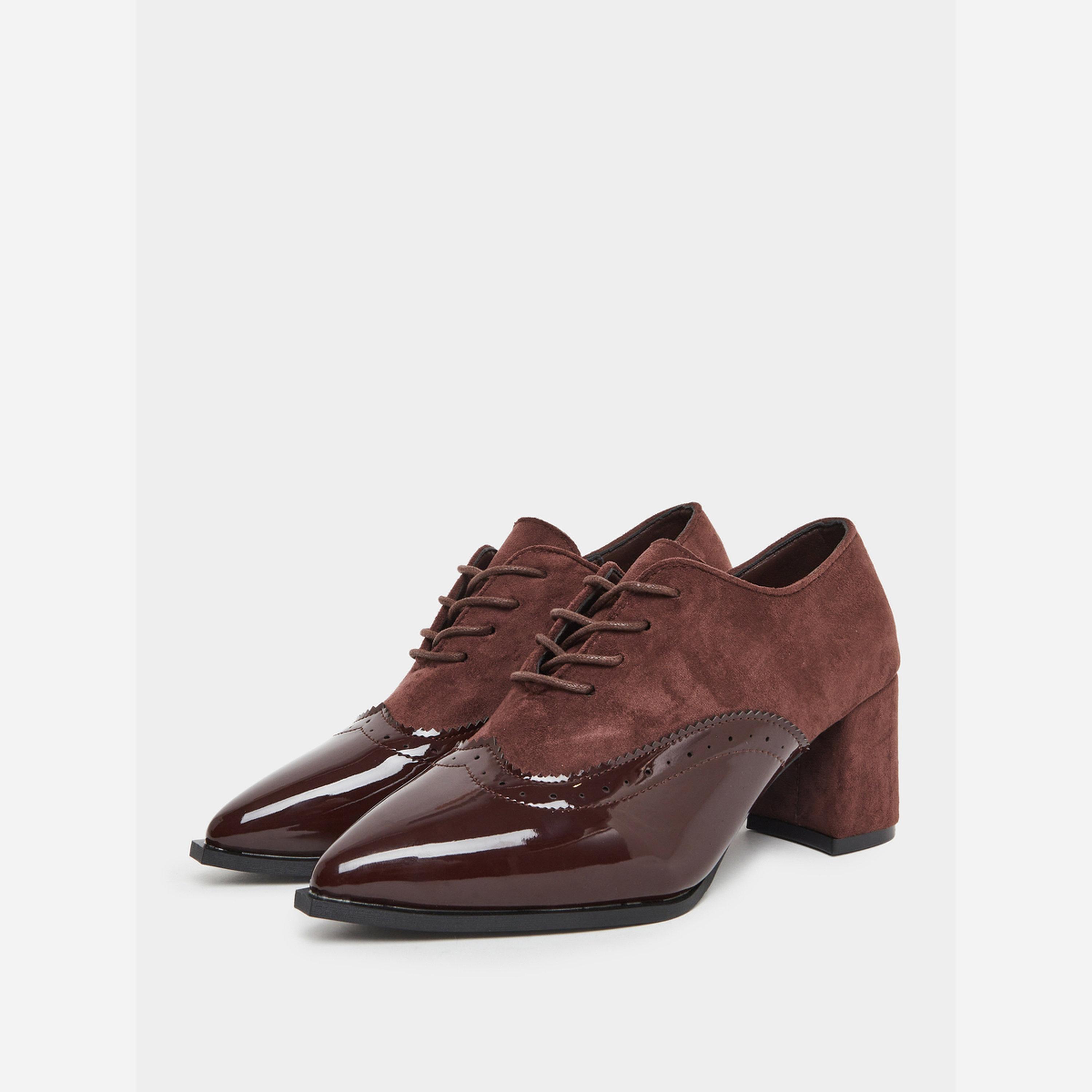 Take Two Women Burgundy Lace Up Oxford Shoes-women-shoes-sandals-heeled-image-1